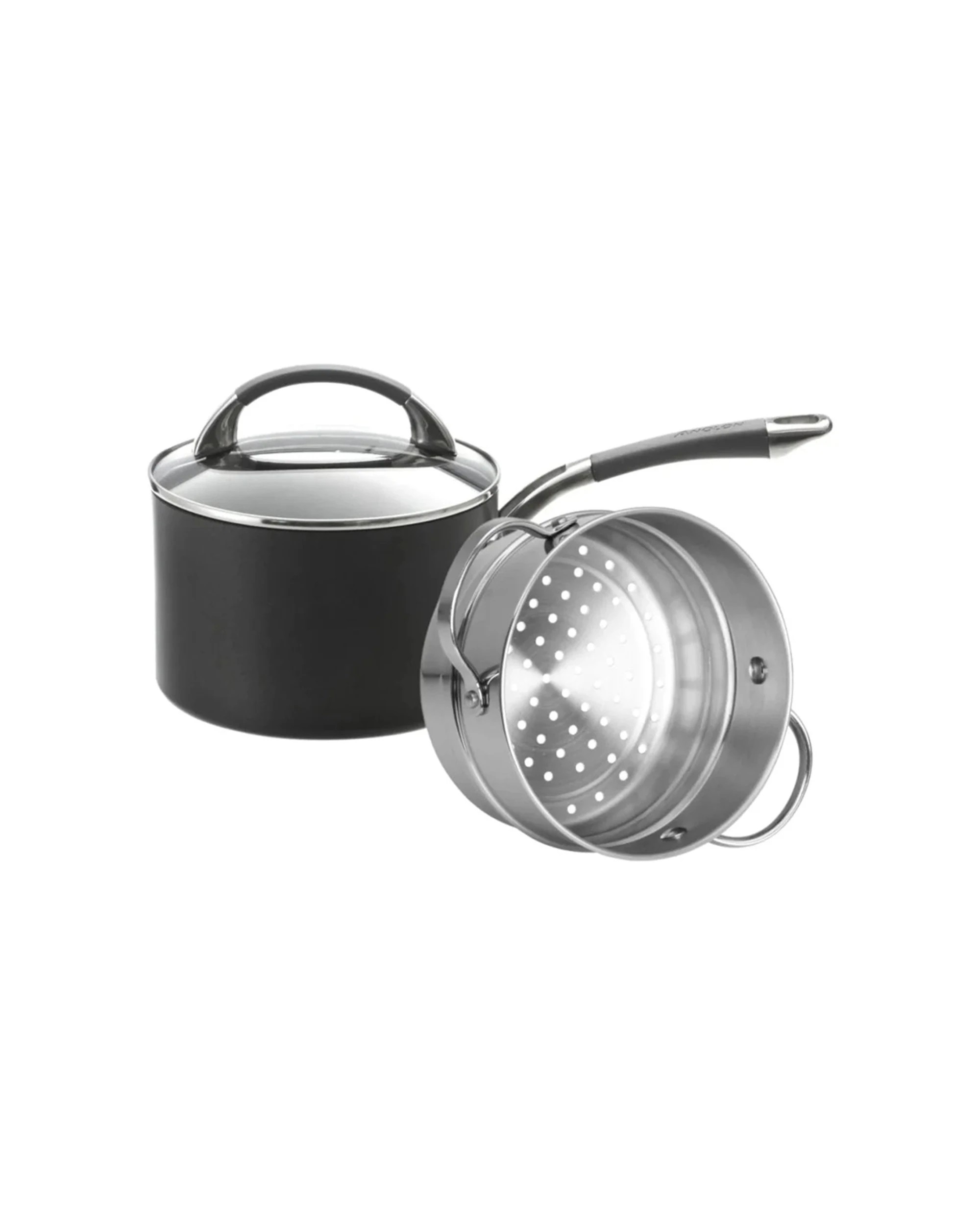 3 Anolon Endurance+ 18cm Stainless Steel Non-Stick Covered Saucepan with Steamer 2.8L - Plain, 3 of 7