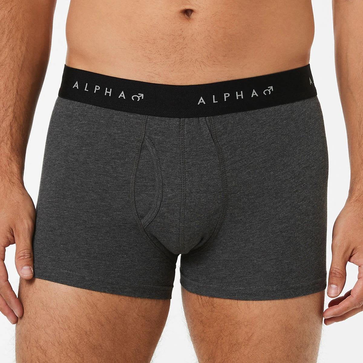 2 3 Pack Fly Front Plain Trunks GREY MARLE, 2 of 8