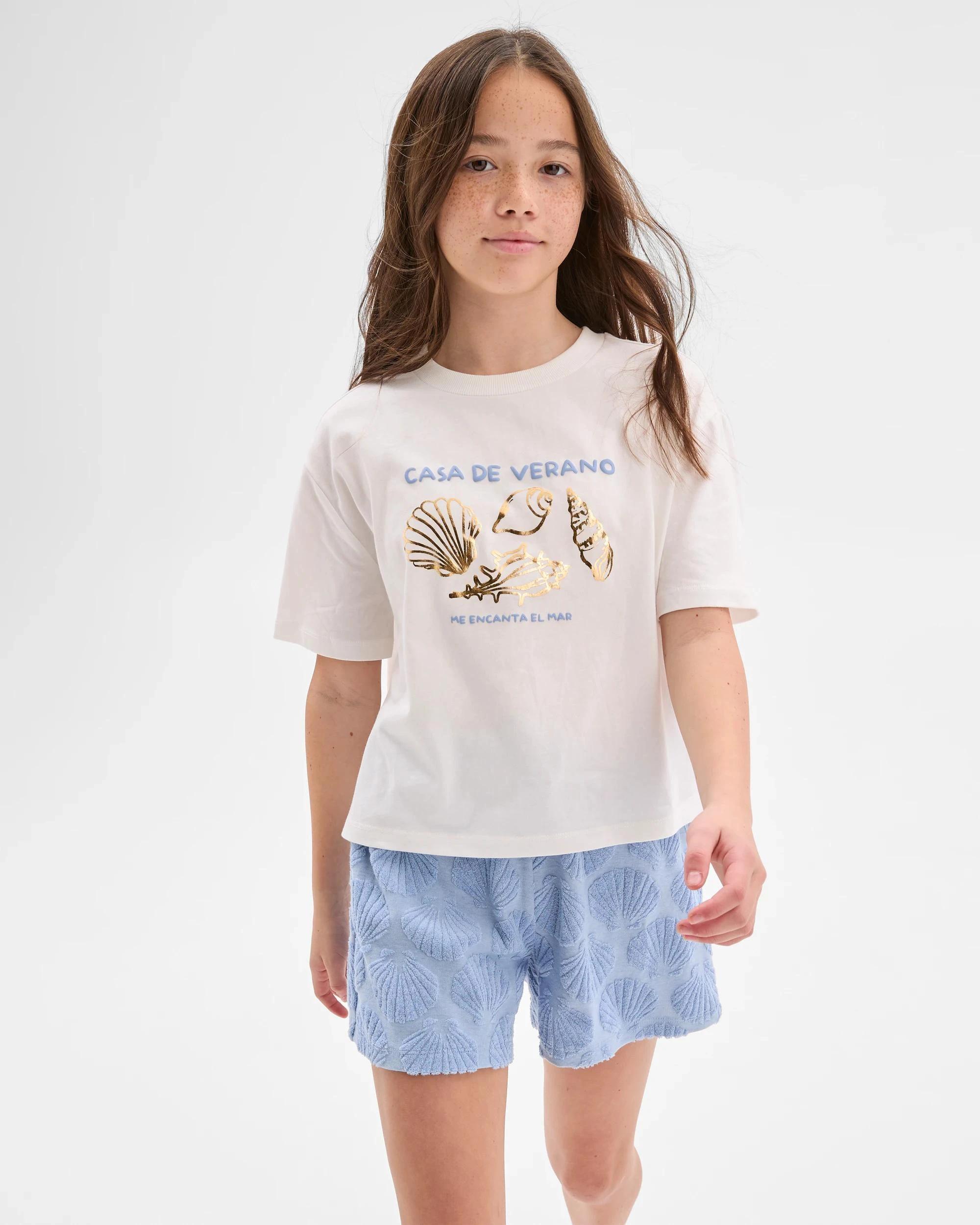 1 Target Australian Cotton Blend T-Shirt and Short Set CLOUD DANCER/BLUE, 1 of 3