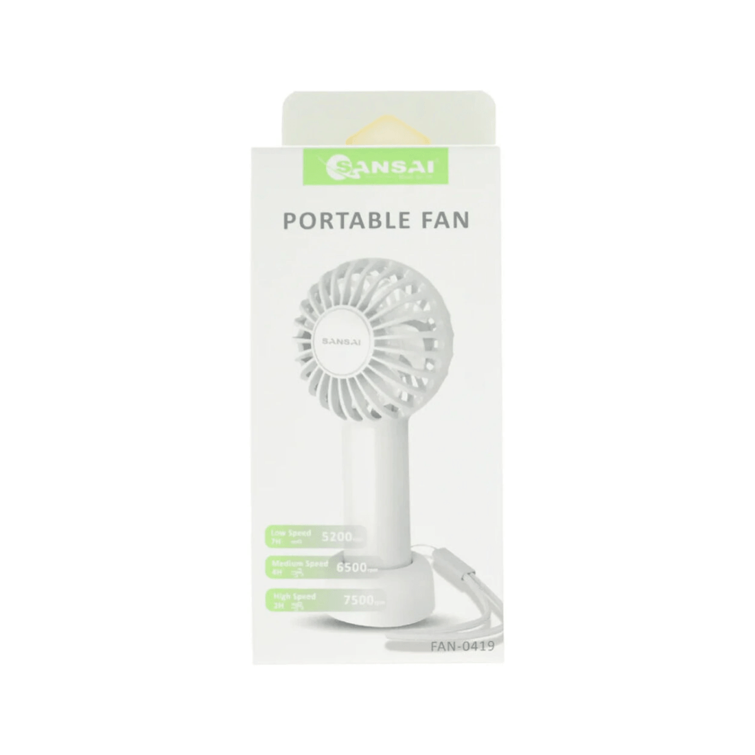 2 Sansai 3W Mini Portable Fan With Desk Stand 6x14cm USB Rechargeable 1500mAh - White, 2 of 3