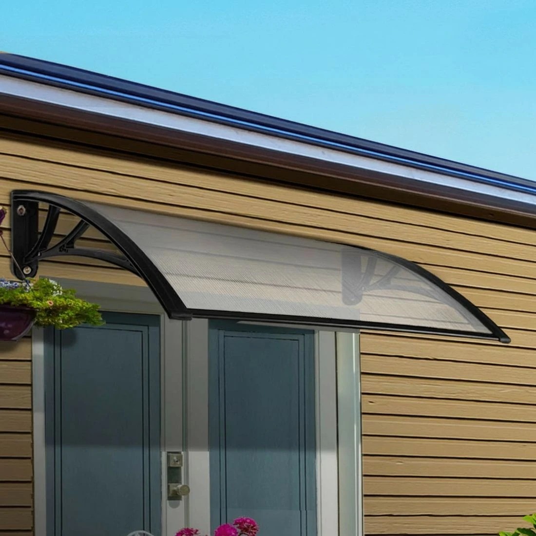 1 Instahut Window Awning Door Canopy 1m x 4m Transparent Sheet  Plastic - Clear, 1 of 7