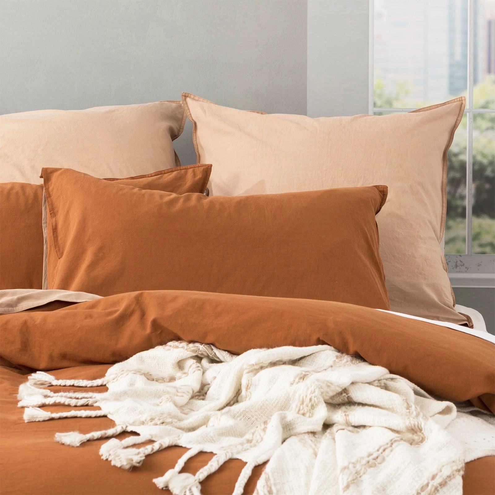 2 Renee Taylor Solana Crinkle Quilt Cover Set - Yellow, 100% Cotton, 250TC Reverse. - Yellow, 2 of 4