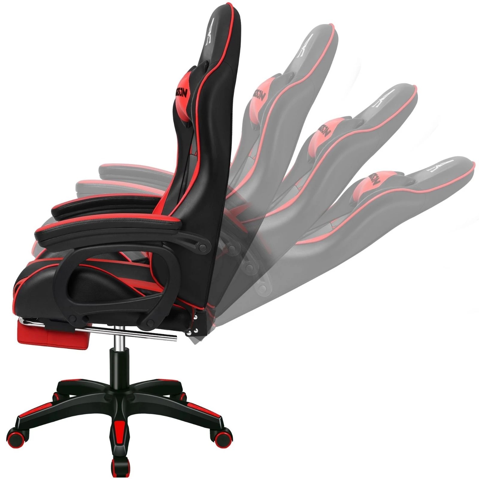 7 Alfordson Gaming Office Chair Racing Massage Computer Seat Footrest Leather - Red, 7 of 10