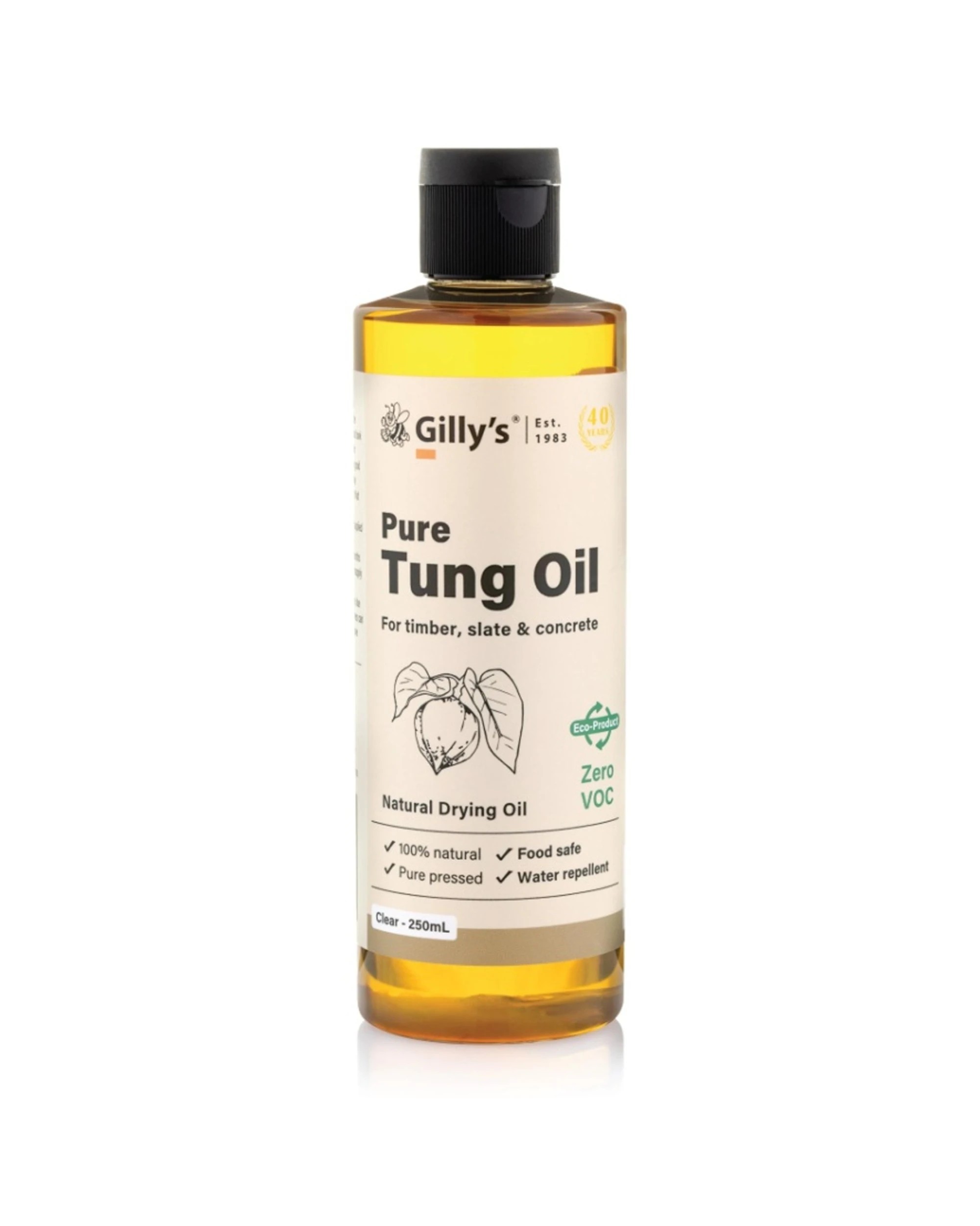 1 Gilly's Tung Oil Food Safe For Timber/Concrete/Sealer/Utensils 250ml - Clear, 1 of 1