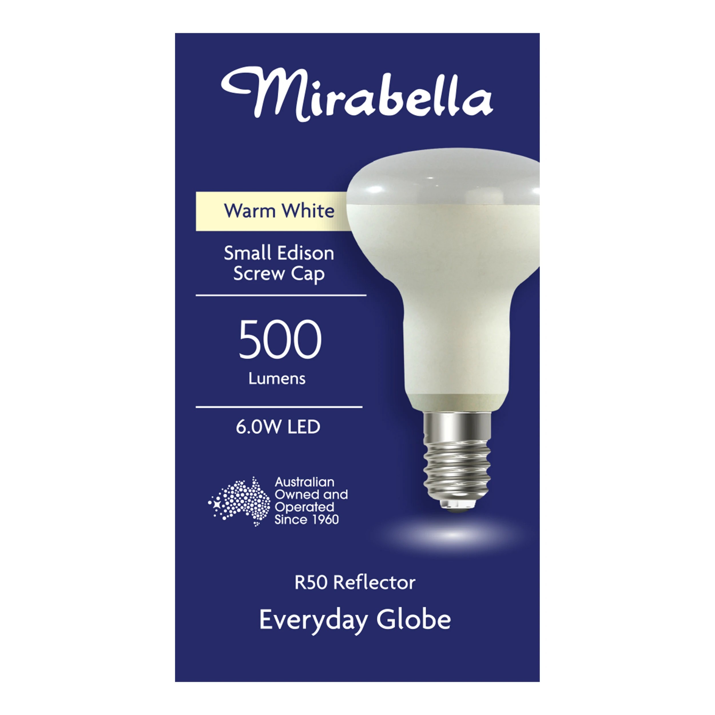 1 Mirabella LED SES 6W 2700K Warm White R50 Reflector Everyday Globe, 1 of 6