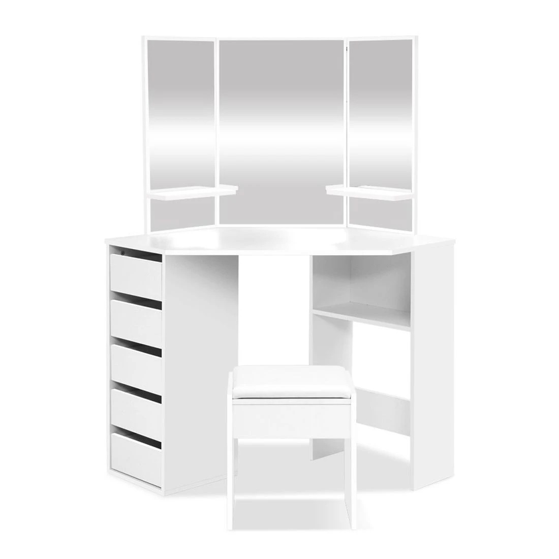 1 Artiss Dressing Table Stool Set Corner 5 Drawers
 - white, 1 of 8