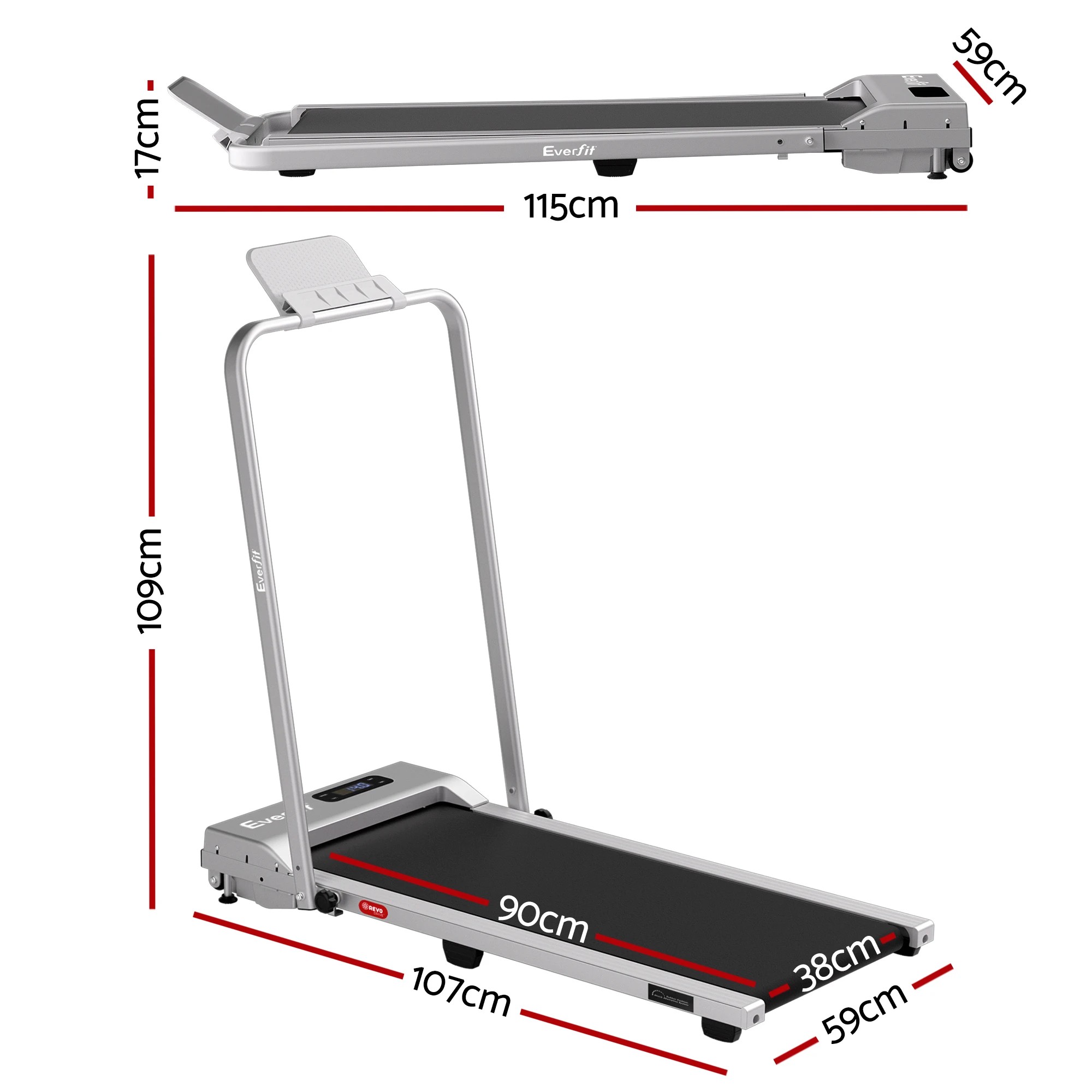 3 Everfit 3 in 1 Walking Pad Treadmill 12% Incline Under Desk Foldable Treadmills for Home 38cm - Silver, 3 of 9