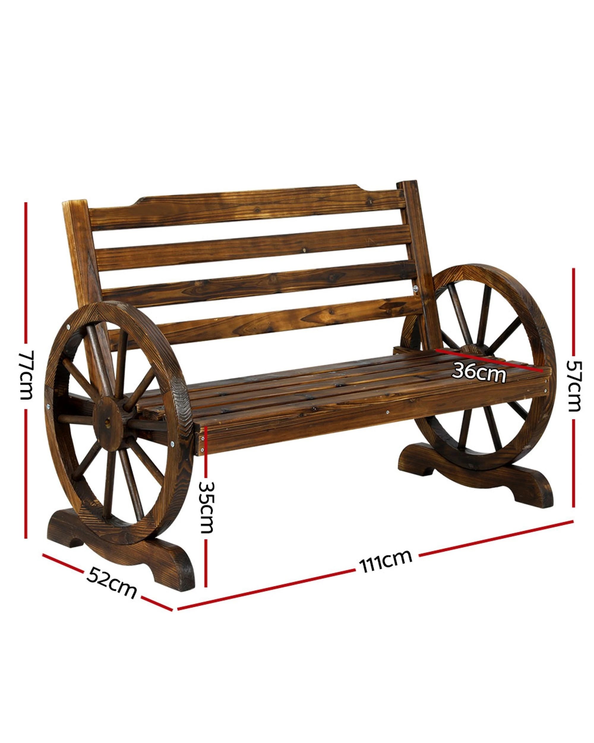 2 Gardeon Outdoor Garden Bench Wooden 2 Seat Wagon Chair Patio Furniture Durable Space Saving Outdoor Bistro Set - Brown, 2 of 8