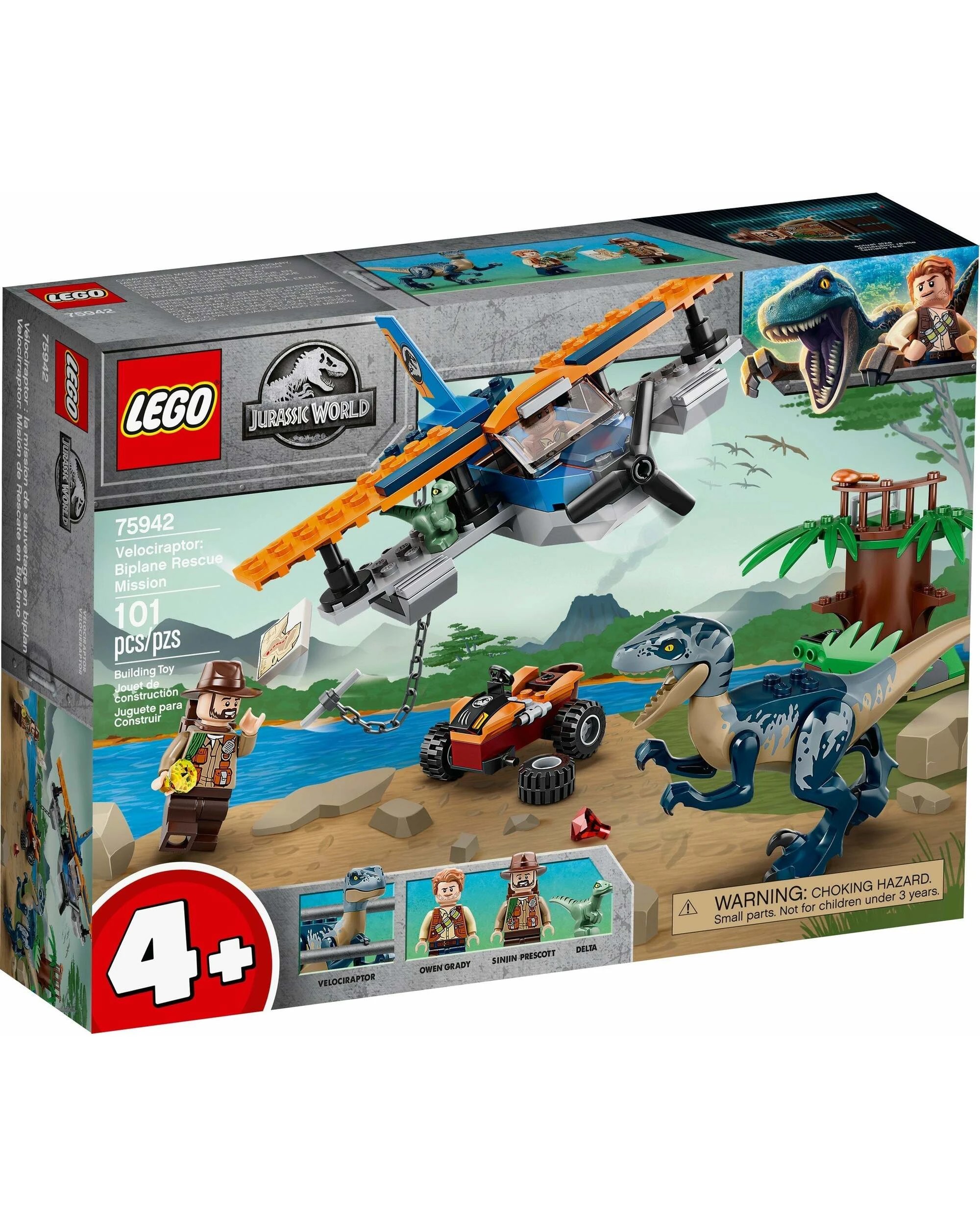 1 LEGO Jurassic World 75942 4+ Velociraptor: Biplane Rescue Mission Dino Toys, 1 of 5