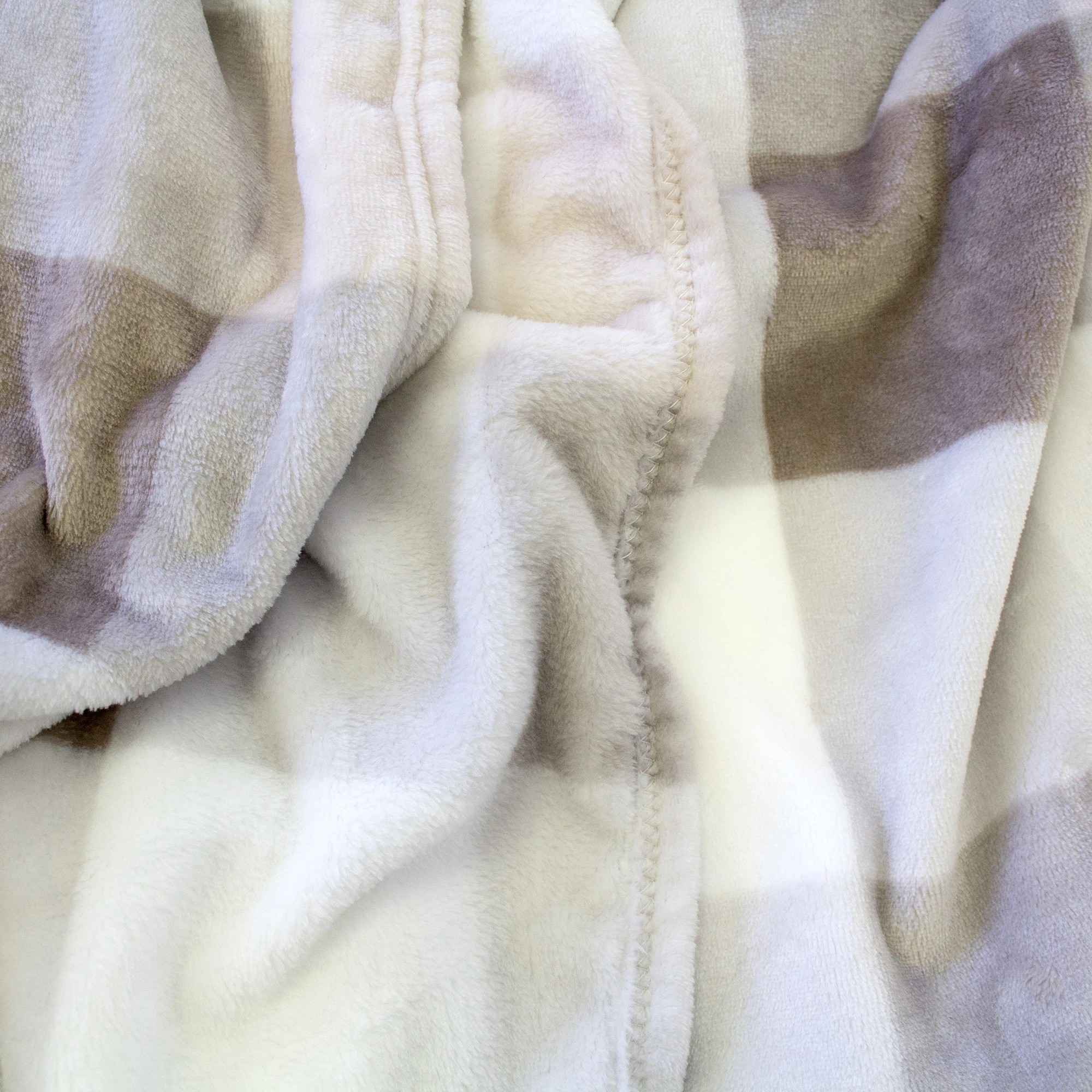 3 Bambury Charlie Ultraplush Polyester Flannel Fleece 280gsm Soft Checkered Blanket Nougat - King Bed - Natural, 3 of 3
