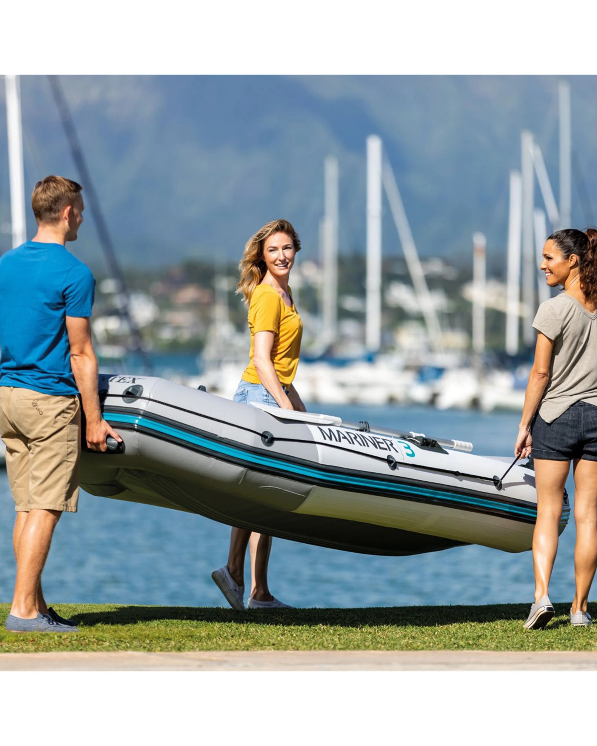 5 Intex Mariner 3 Inflatable Boat Set 3 Person - Grey, 5 of 8