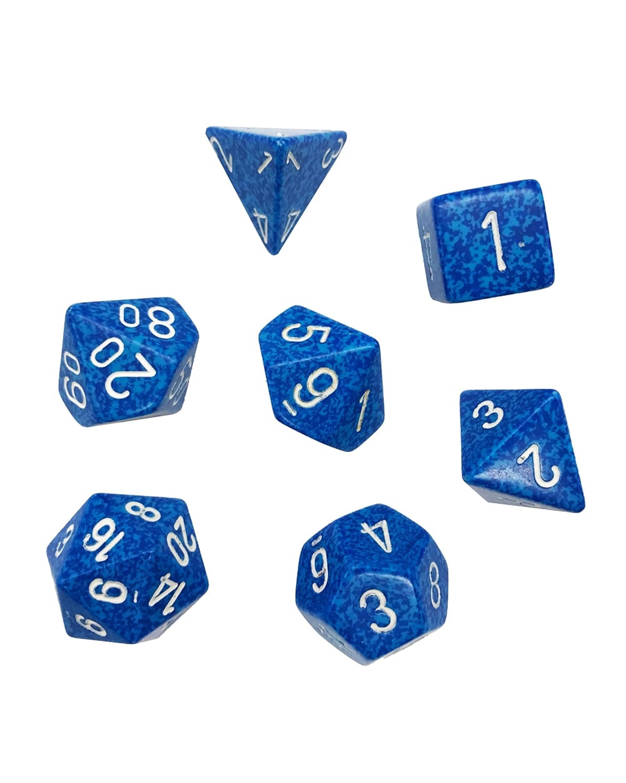 3 Chessex Water Speckled Polyhedral 7-Die Dice Set - Blue and Aqua/White, 3 of 3