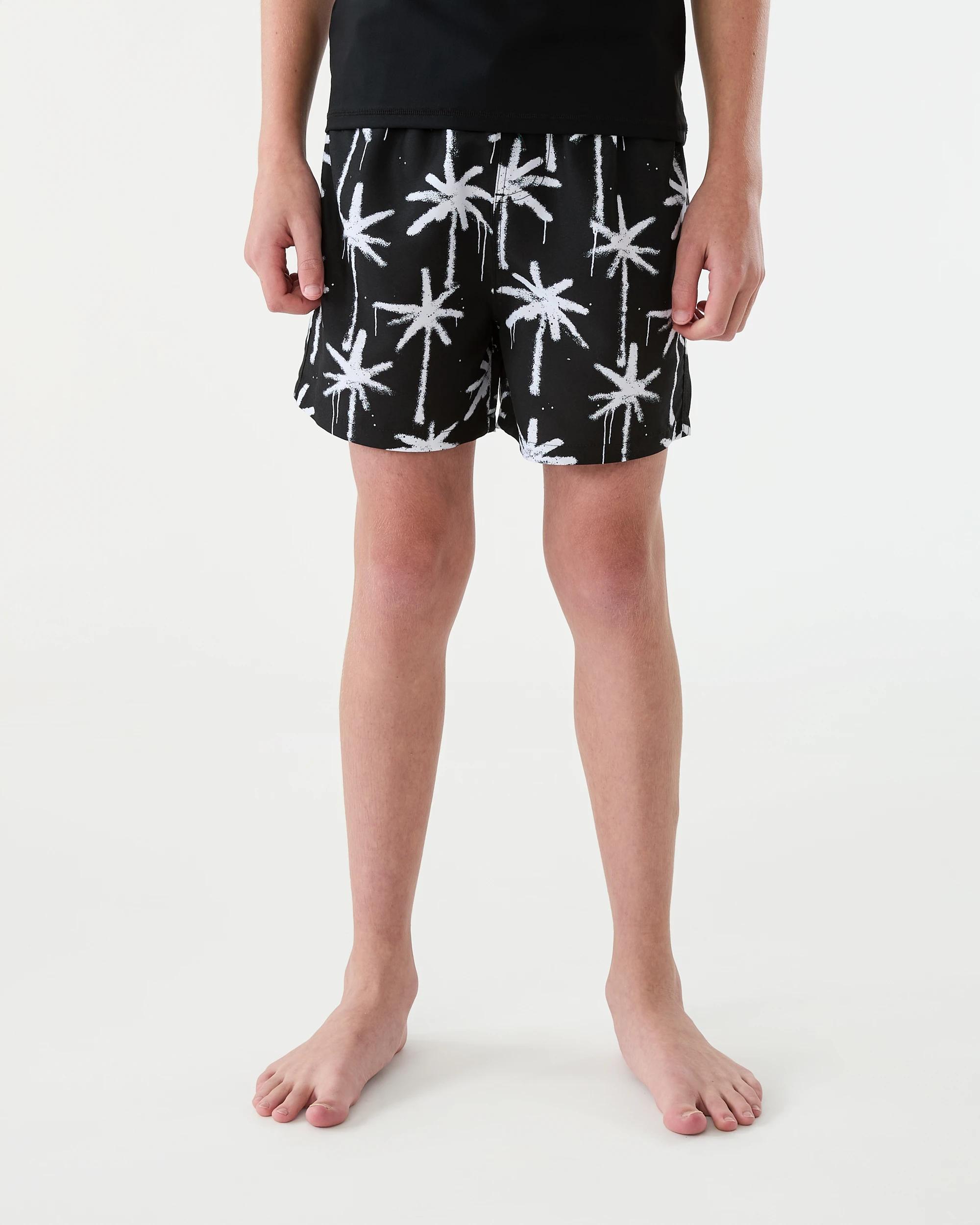 1 Printed Swim Shorts Blk Palm, 1 of 6