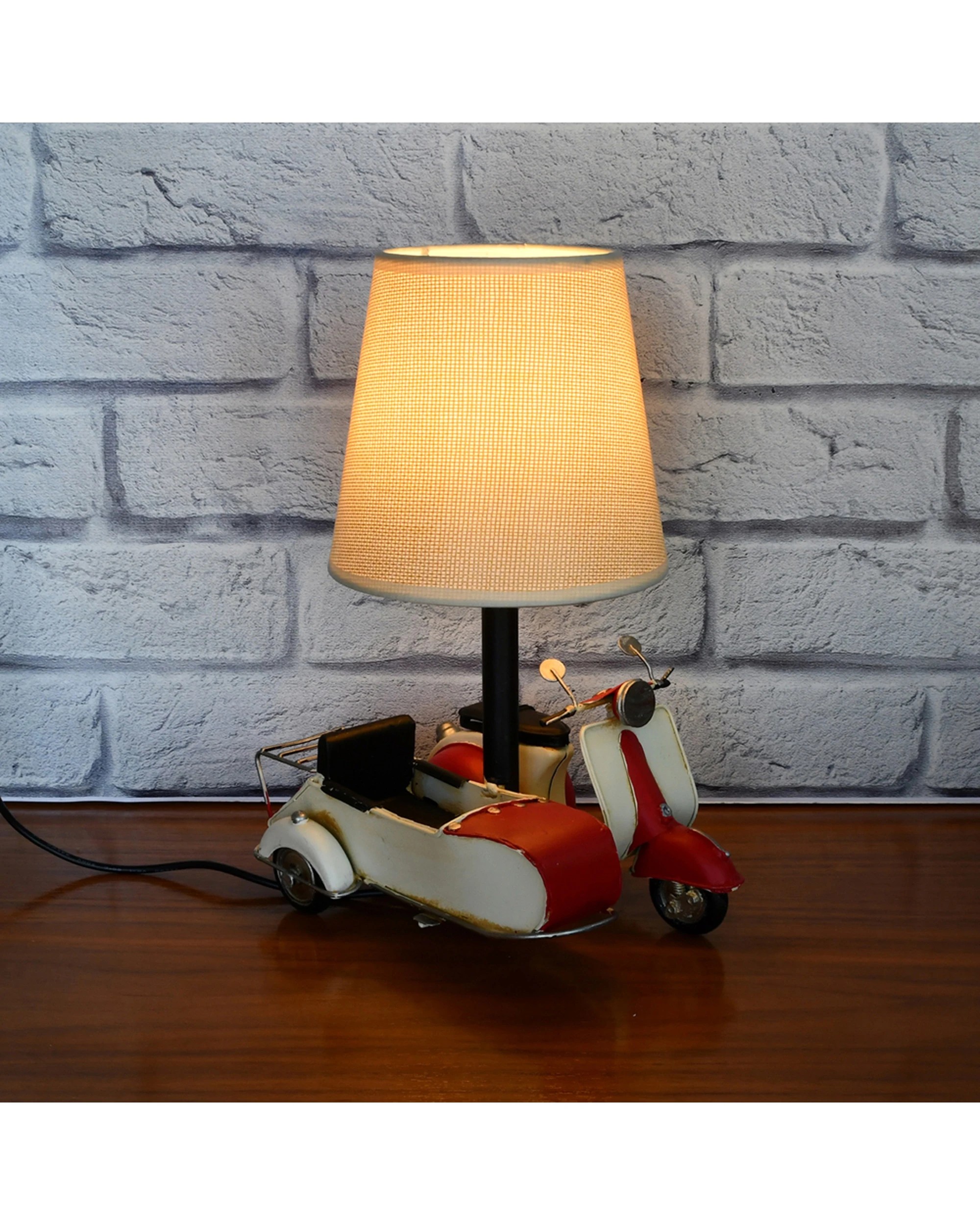 7 Auto Petit USB LED Lamp Scooter & Sidecar Home Decor 18x26cm - Red, 7 of 7