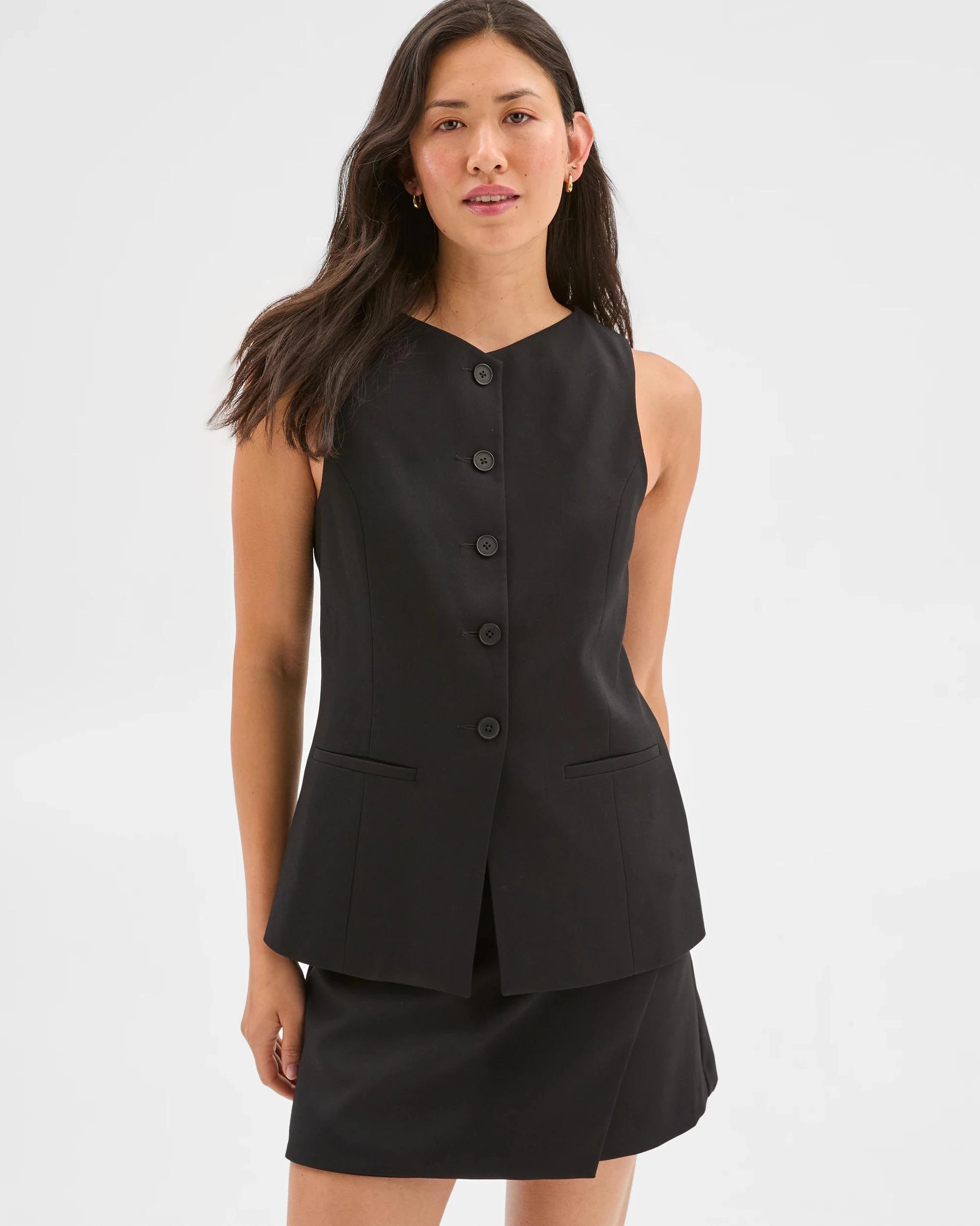 1 V-Neck Waistcoat - Preview BLACK, 1 of 6