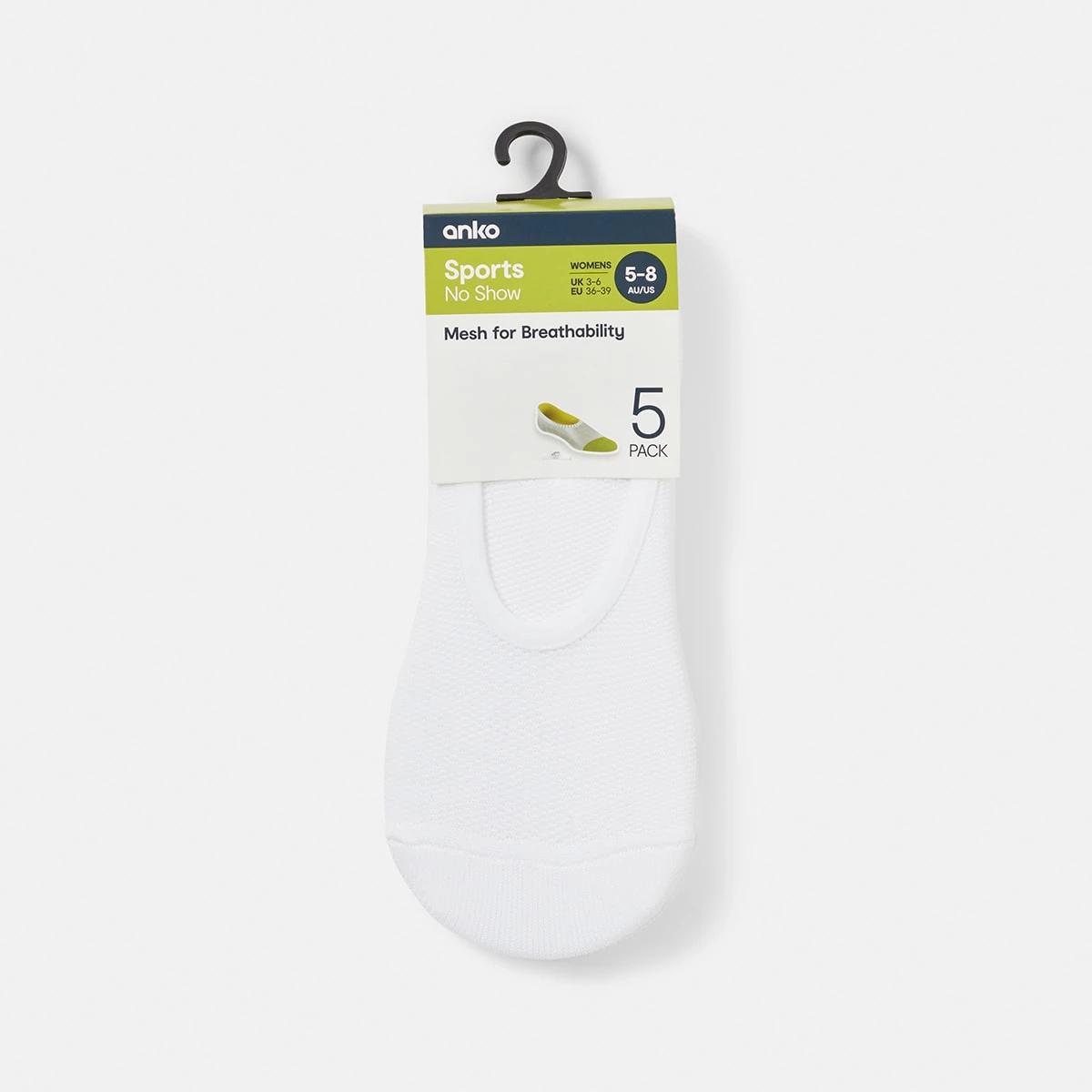 3 5 Pack No Show Sport Socks WHITE, 3 of 3