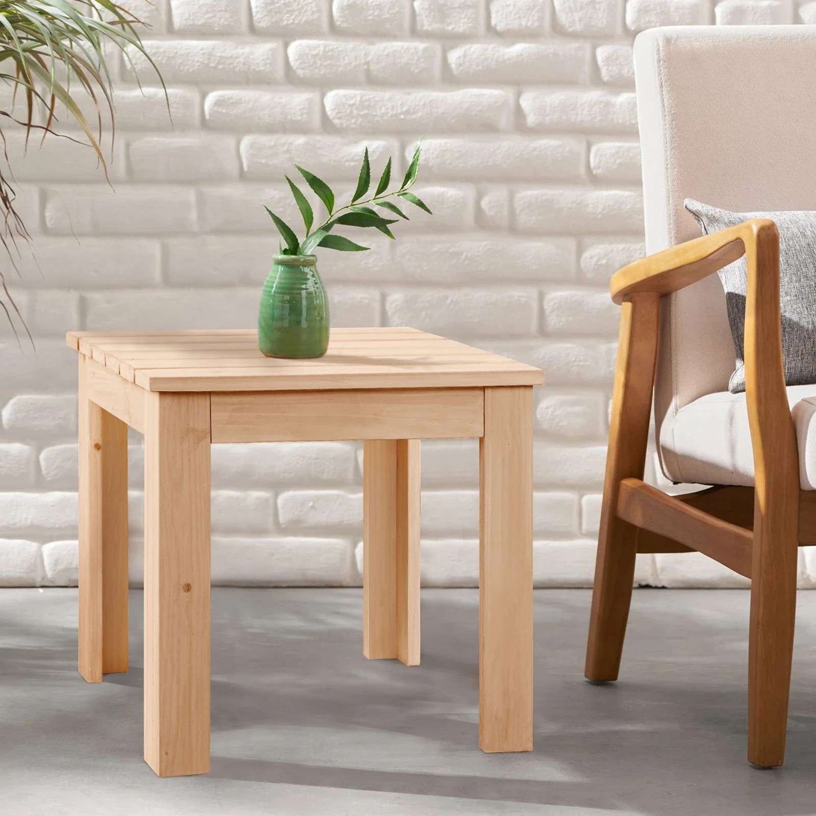 3 Alfordson Wooden Side Desk Coffee Table Outdoor Furniture Patio Garden - Natural, 3 of 9