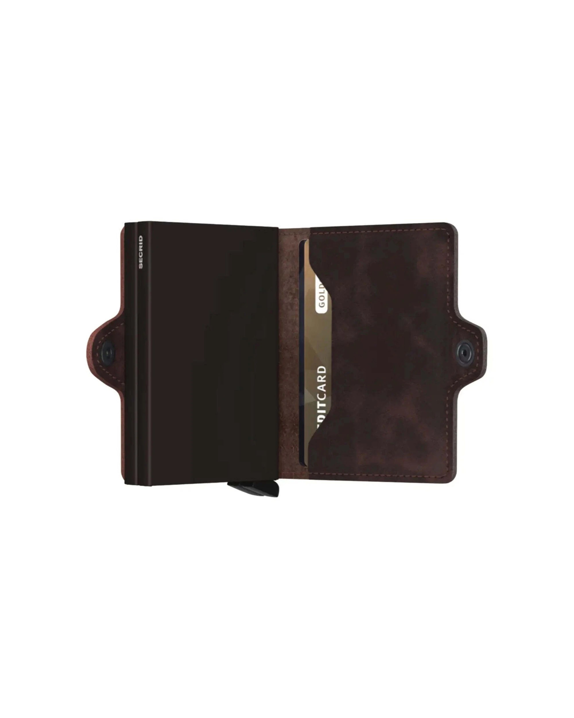 2 Secrid Twinwallet Compact RFID Wallet Aluminium Leather RFID Protection Vintage Chocolate - Brown, 2 of 4