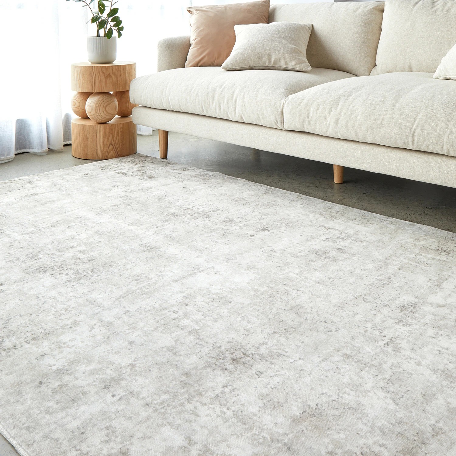1 Common Ground Rugs Vitality Isla Machine Washable 320x230cm - Extra Large Floor Rug - Cream - White, 1 of 9
