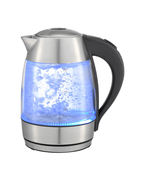 Kitchen Couture 1.7L Thermoguard™ Glass Kettle, Cool-Touch, 1850W Fast Boil - Grey