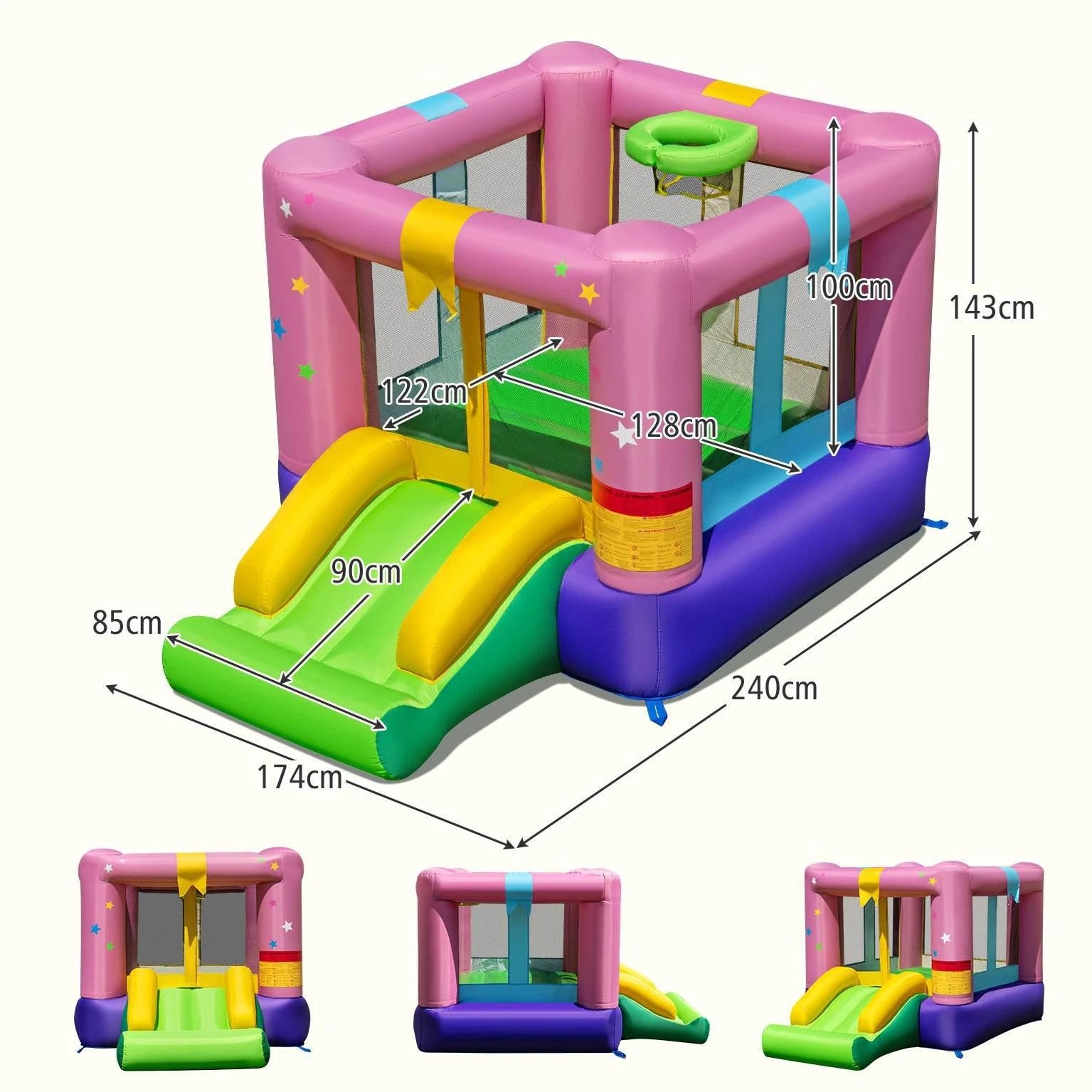 1 Costway Inflatable Bounce House Jumping Castle w/Slide No Blower, 1 of 1