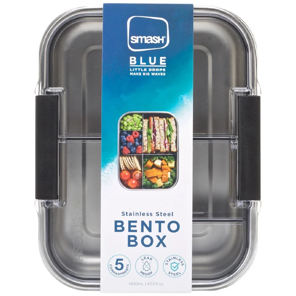 1 Smash Blue Stainless Steel 5 Compartment Bento Box, 1 of 4