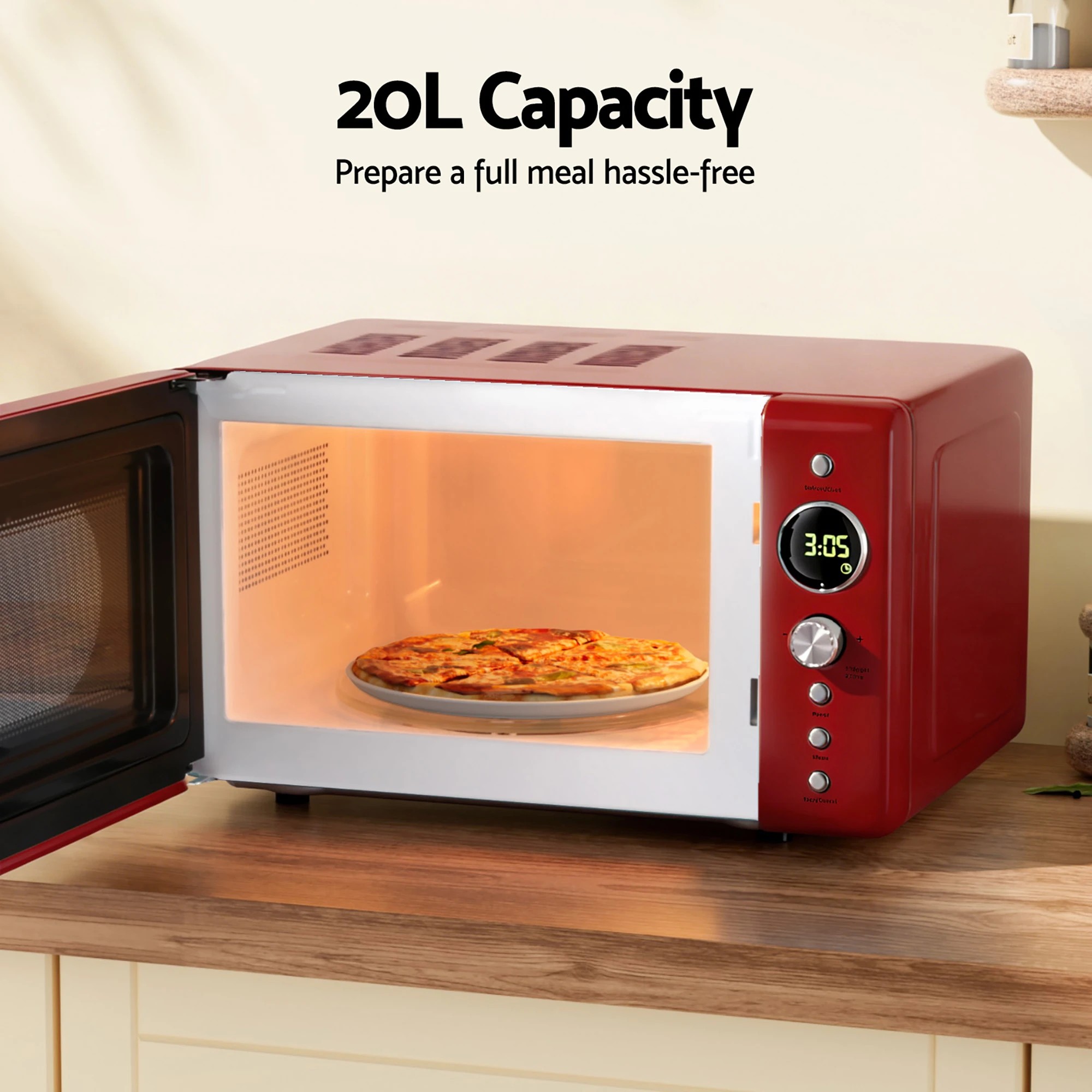 5 Devanti 20L Microwave Oven 700W - Red, 5 of 6