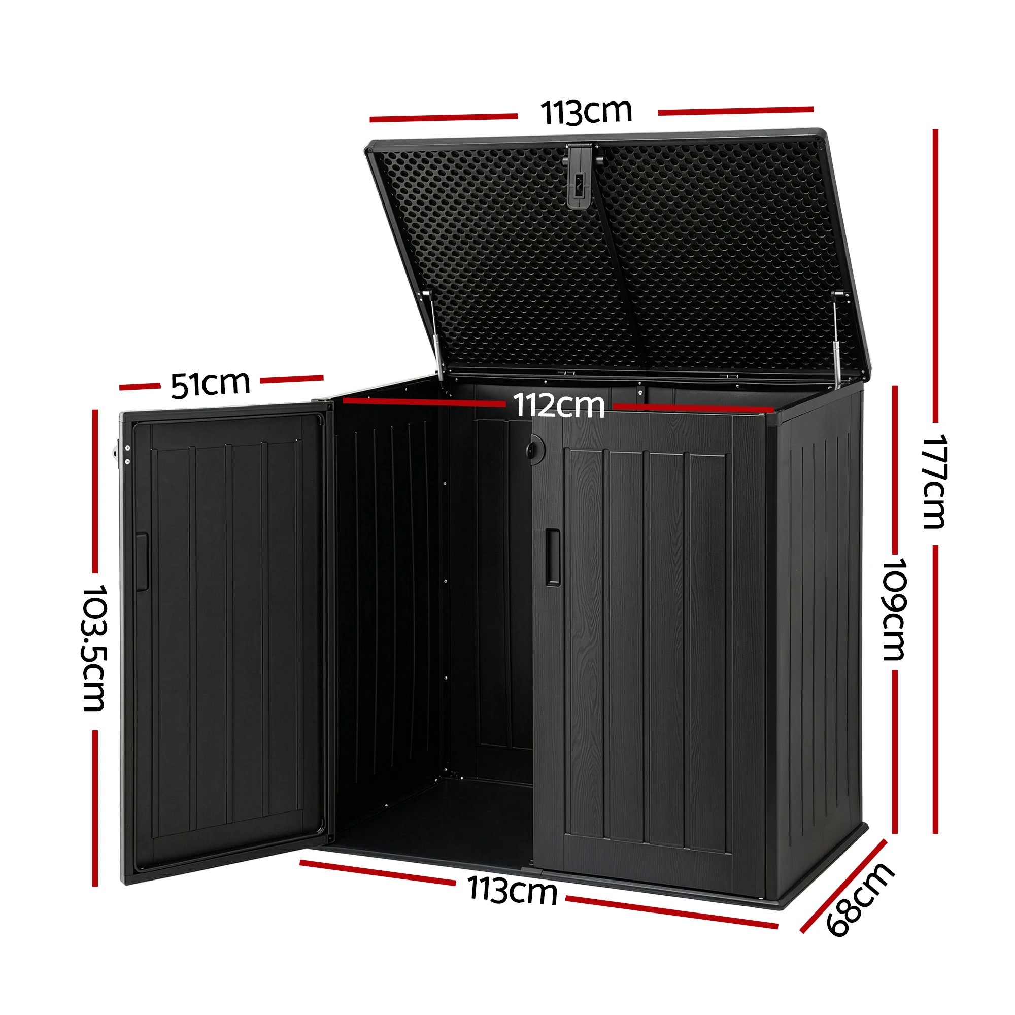 2 Gardeon Outdoor Storage Box 775L Container Lockable Cabinet Tool Organizer Shed - Black, 2 of 8