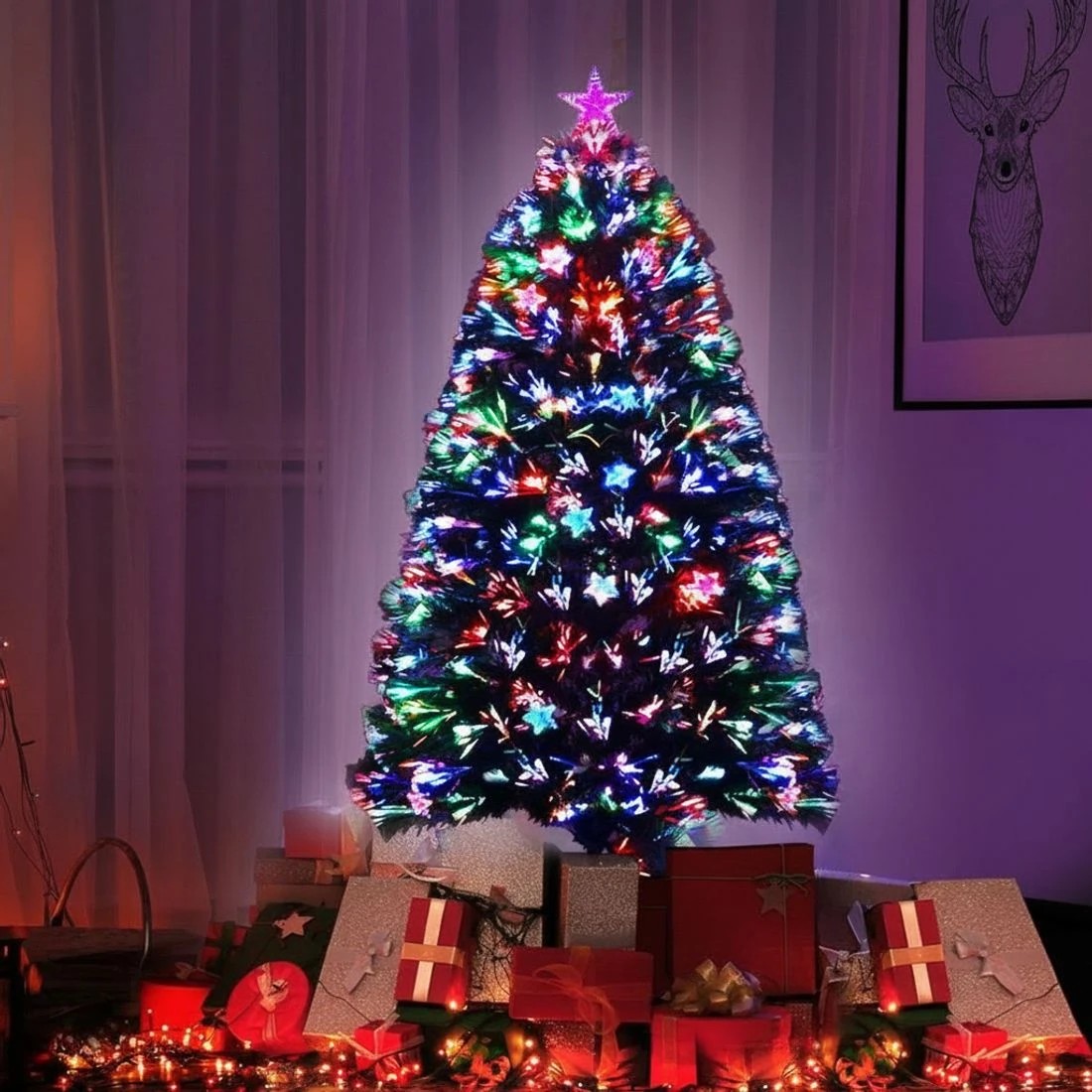 8 Jingle Jollys 1.2m Christmas Tree Optic Fibre LED Xmas tree Colour - Green, 8 of 8