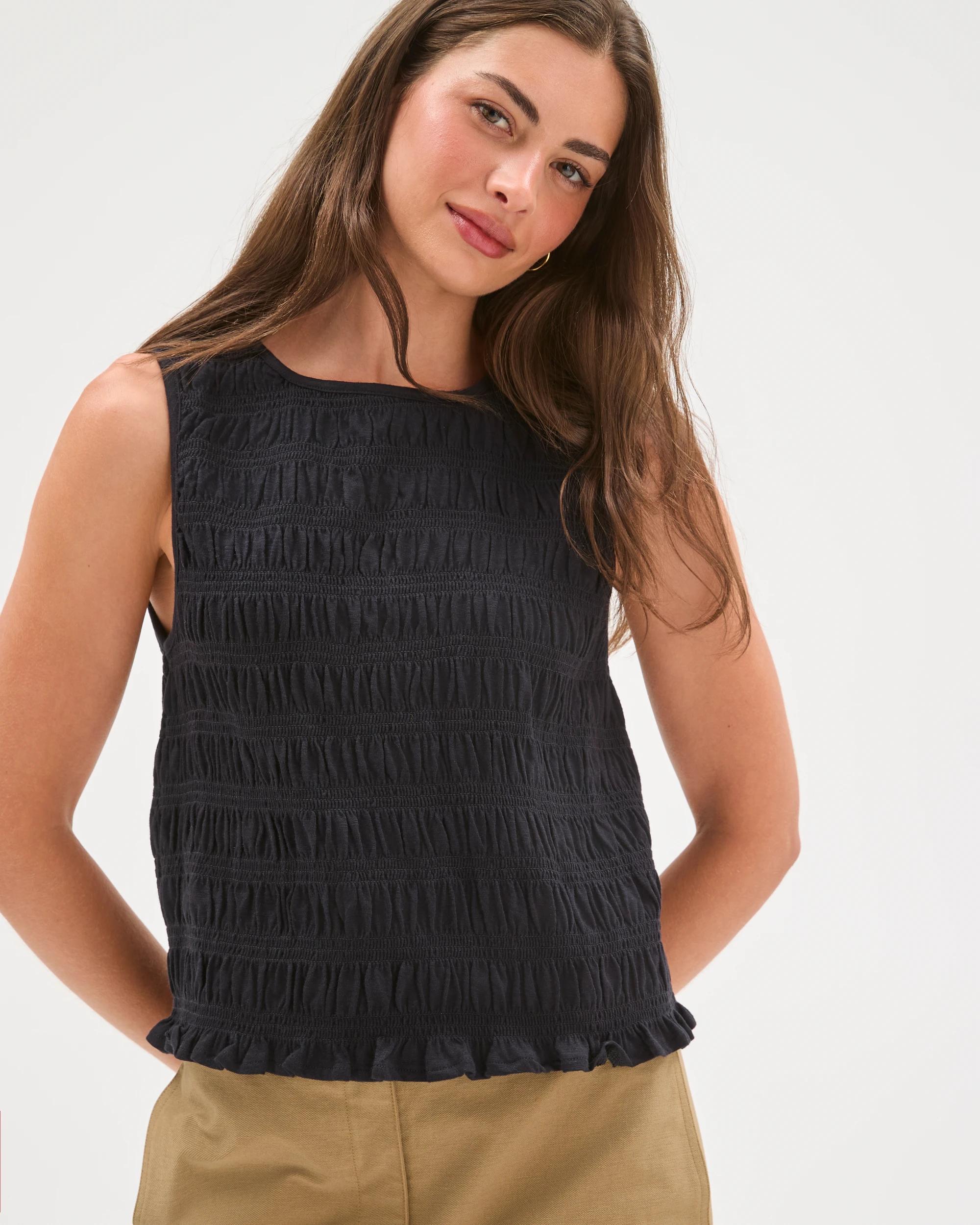 7 Target Petites Australian Cotton Shirred Tank Top BLACK, 7 of 7