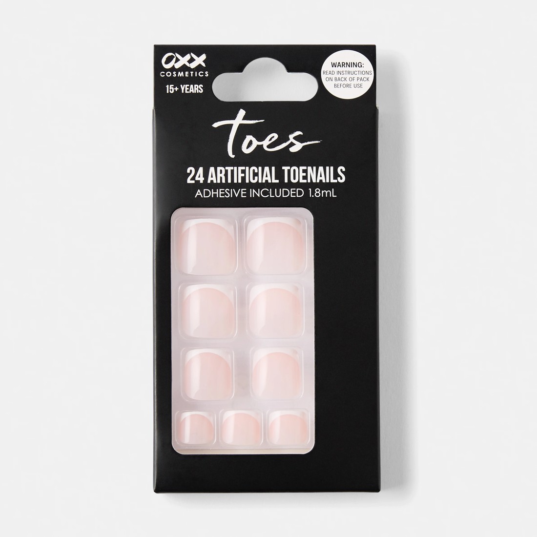 1 OXX Cosmetics 24 Pack Artificial Toenails with Adhesive - French Tip, Pink, 1 of 5