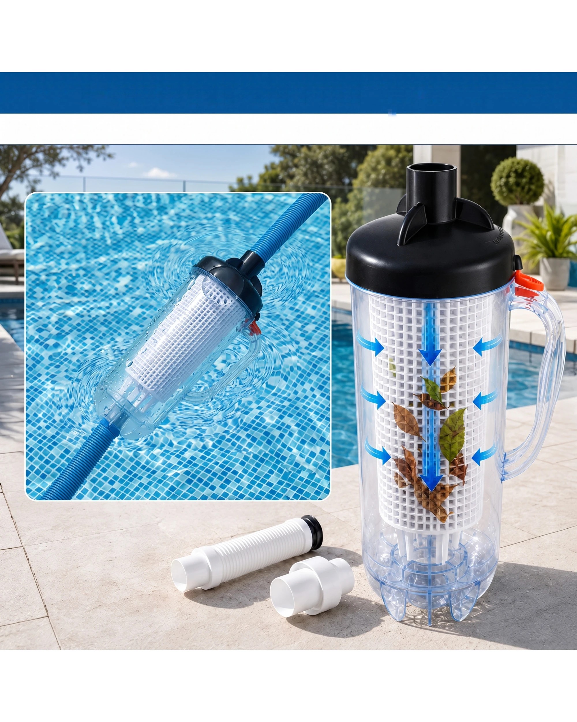 5 HydroActive Pool Leaf Canister Inline Debris Catcher for Suction Cleaners - Black, 5 of 8