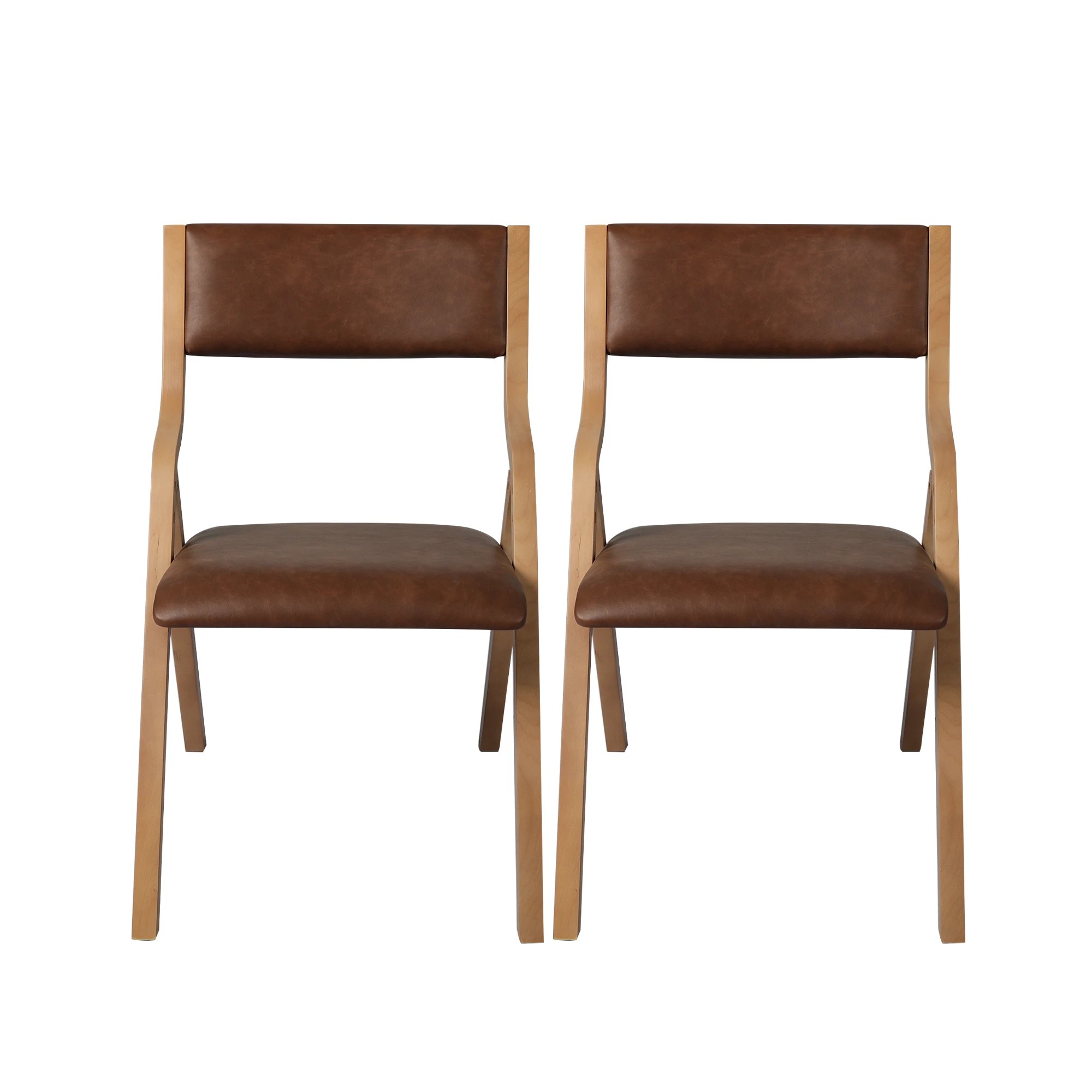 6 Levede 1 Set Of 2 Foldable Dining Chairs - Brown, 6 of 6