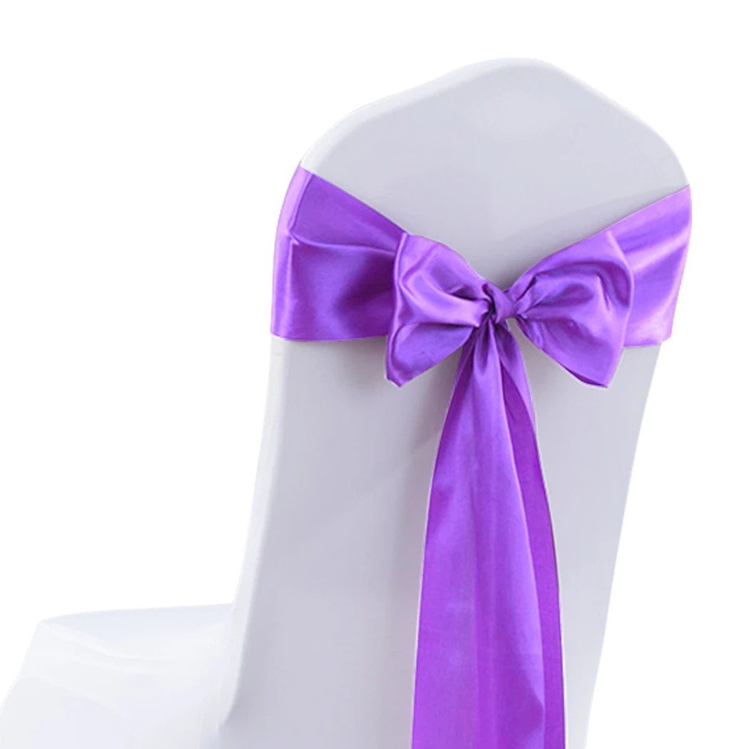 6 Traderight 50 Pcs Satin Chair Sashes - Purple, 6 of 7