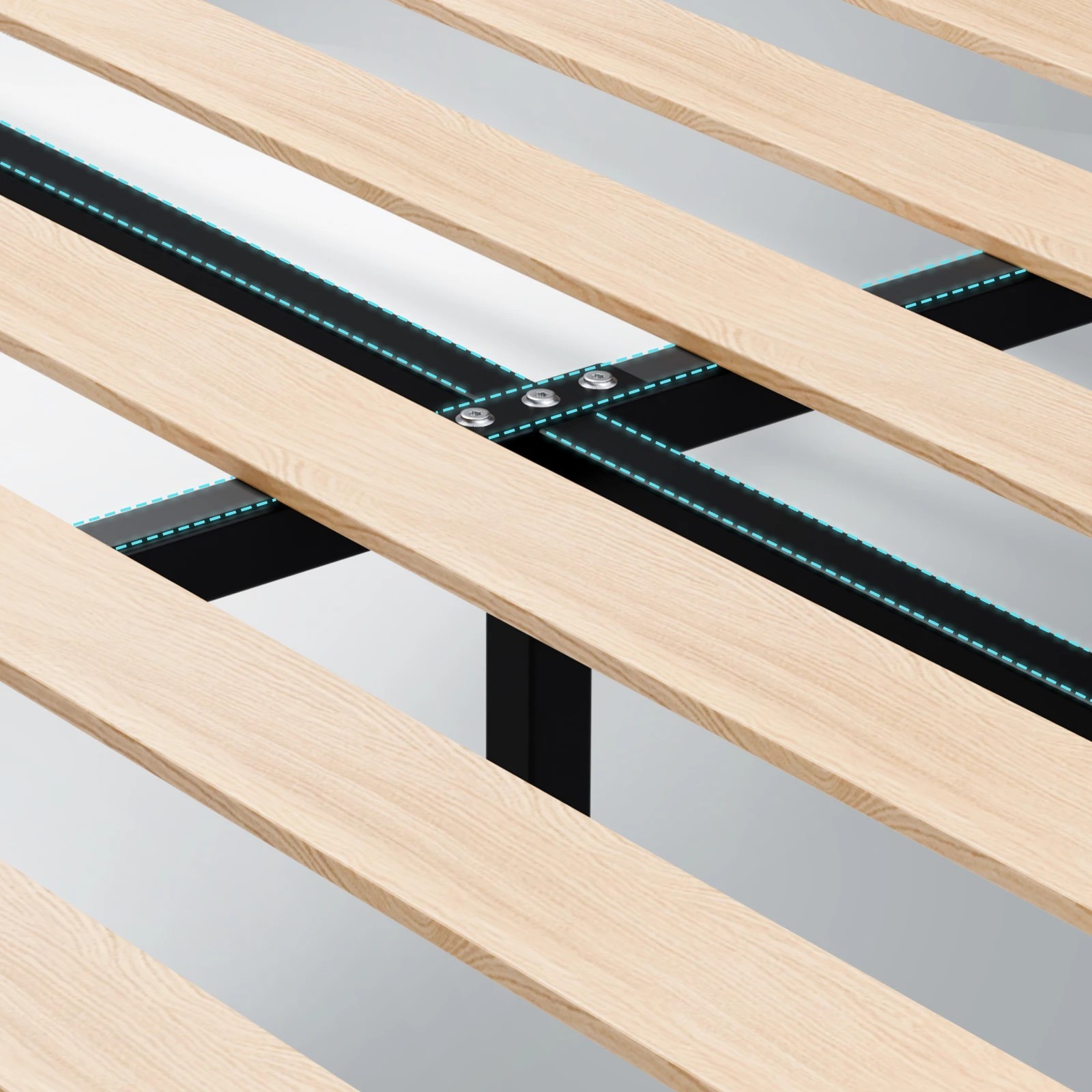 8 Alfordson Bed Frame Double Size Wooden Base Platform Leather Madelyn - Black, 8 of 10