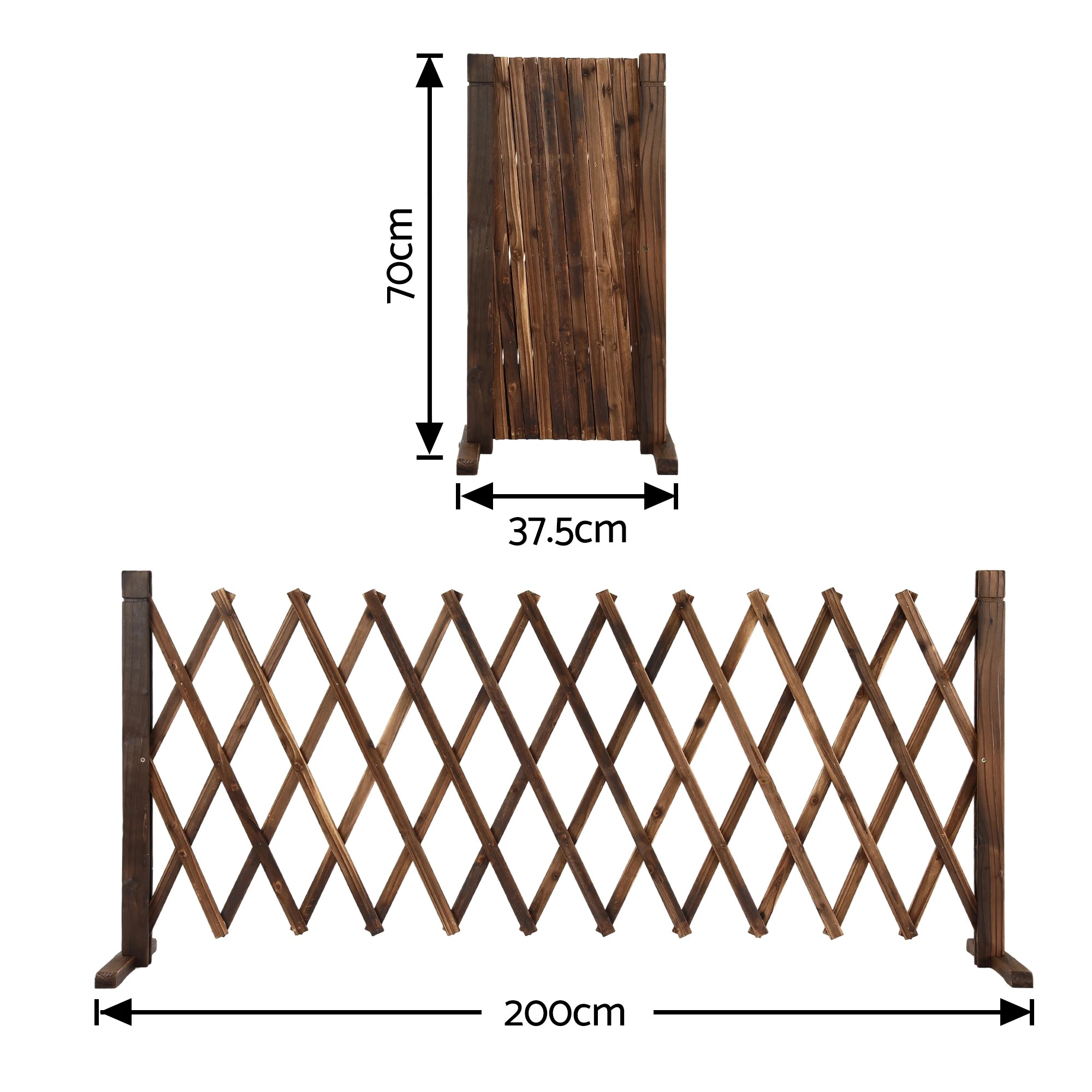 4 Gardeon Garden Fences Expandable Wooden Trellis Fence Plant Frame 200cm - Charcoal, 4 of 8