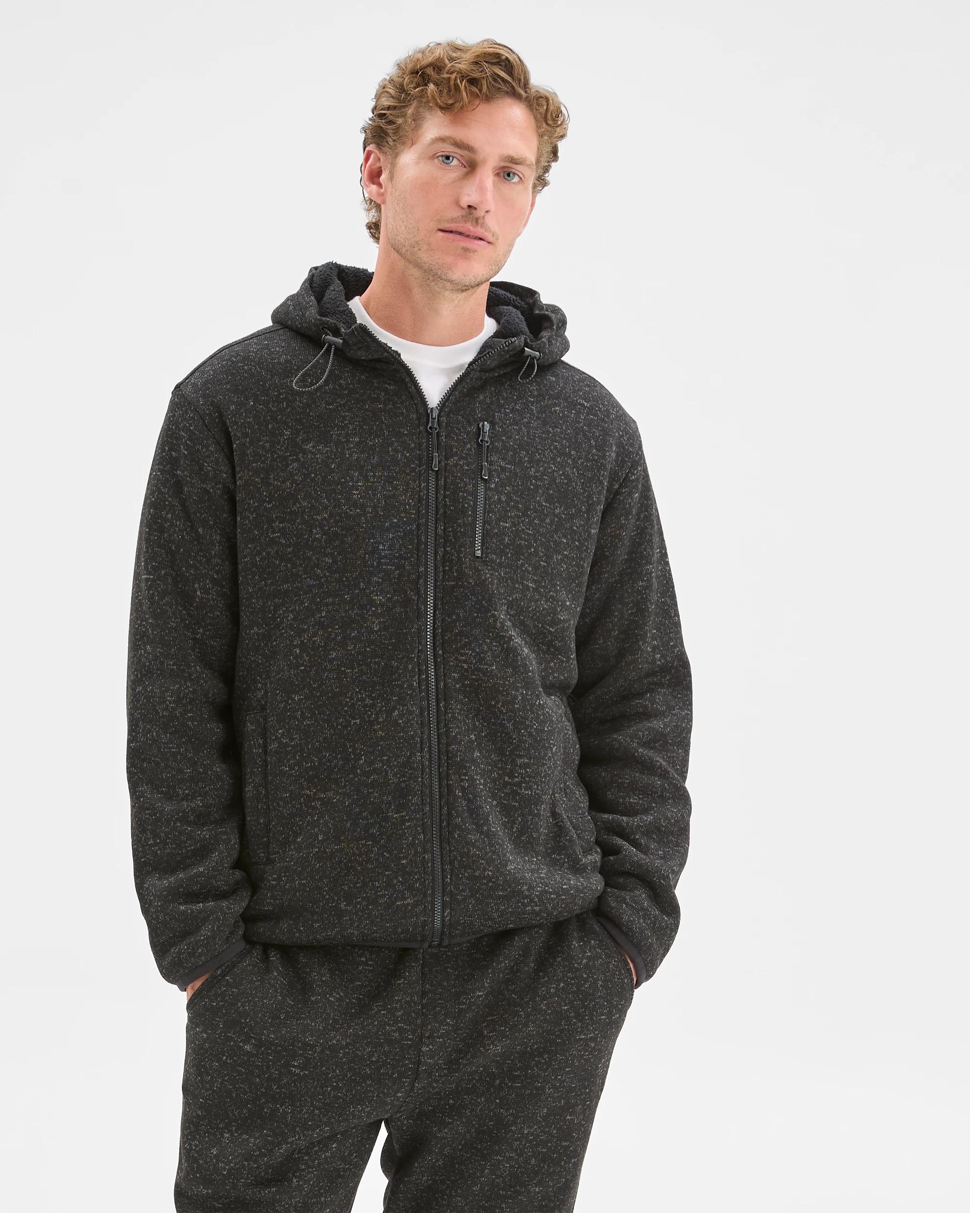 3 Target Man Teddy Lined Zip Through Fleece Hoodie BLACK MARLE, 3 of 7