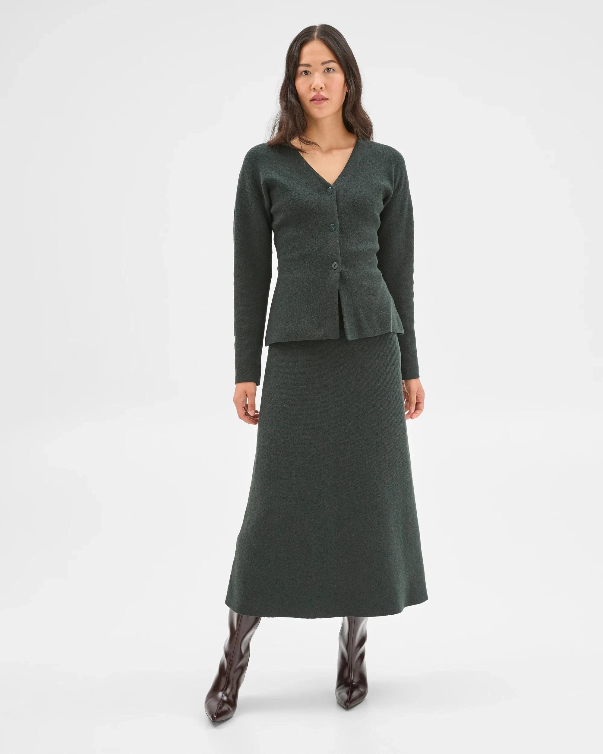 3 Preview Boucle Knit Midi Skirt MID JADE, 3 of 7