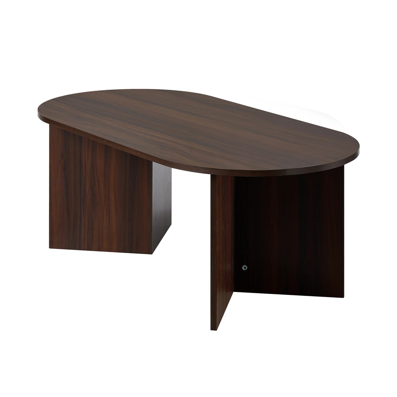 8 Oikiture Coffee Table Sofa End Table Oval Side Cafe Desk Timber
 - Brown, 8 of 10