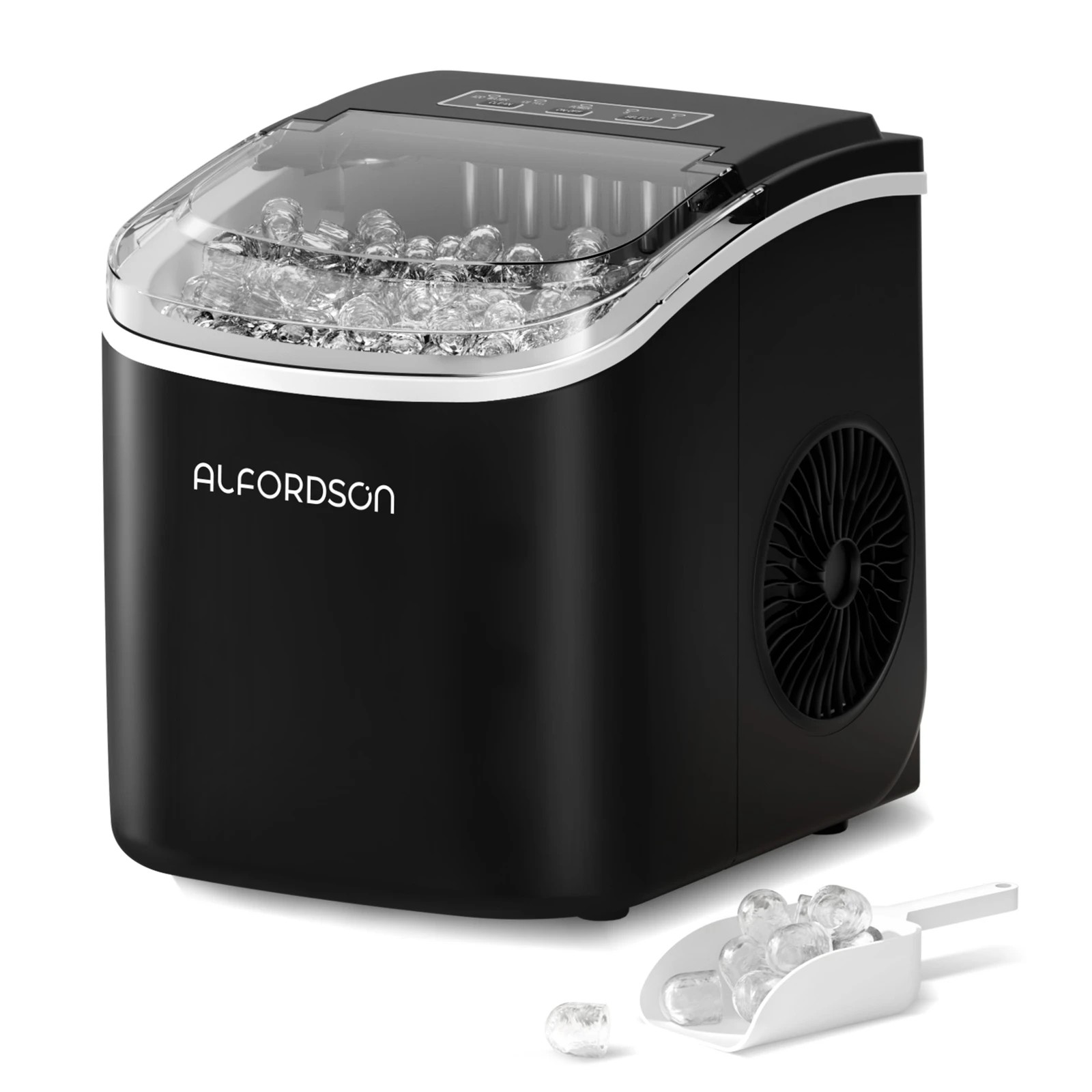 1 Alfordson Portable Ice Maker Machine Bar Countertop 12kg Ice Cube Tray - Black, 1 of 9