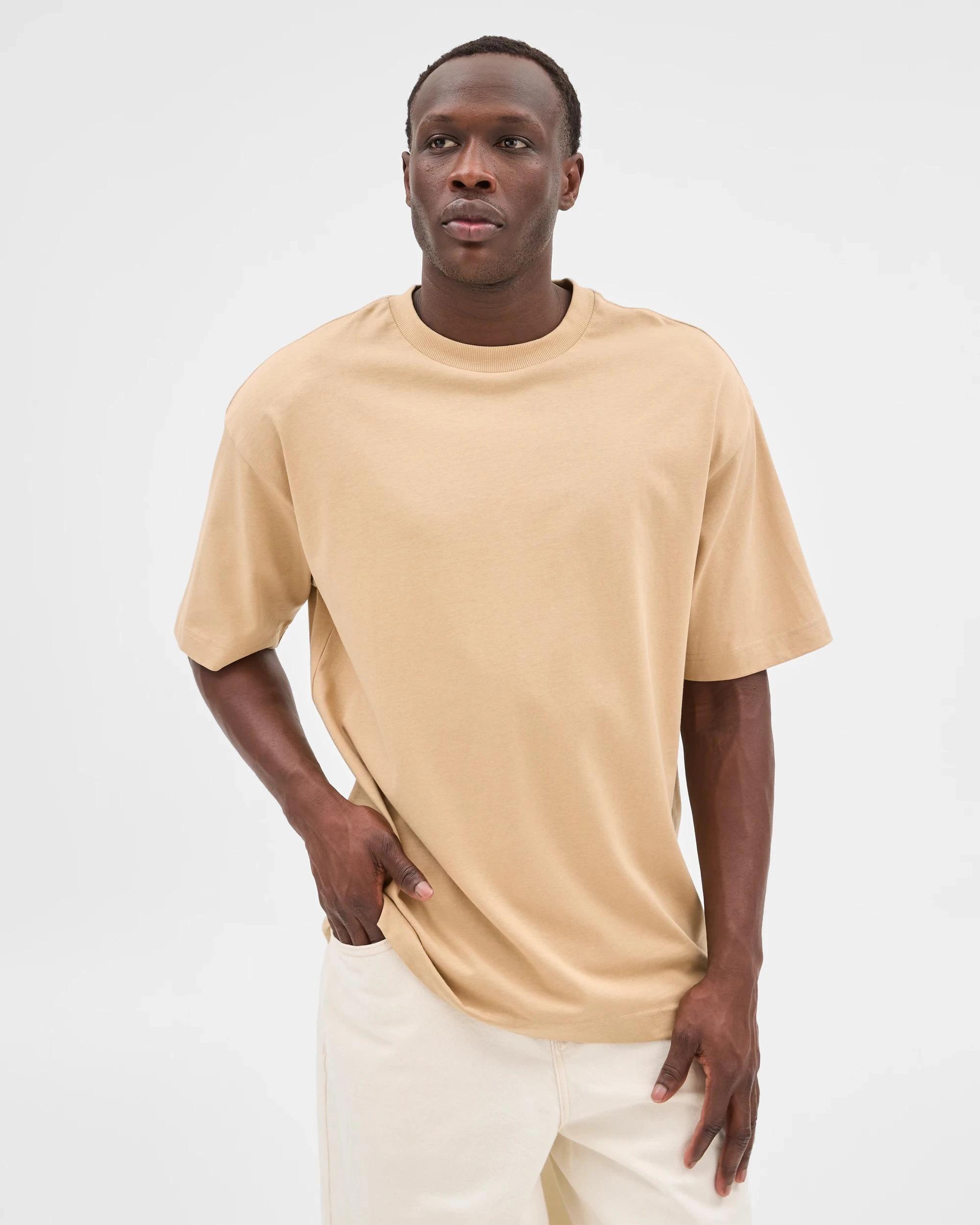 4 Commons Australian Cotton Oversized Heavy Core T-Shirt STONE, 4 of 9