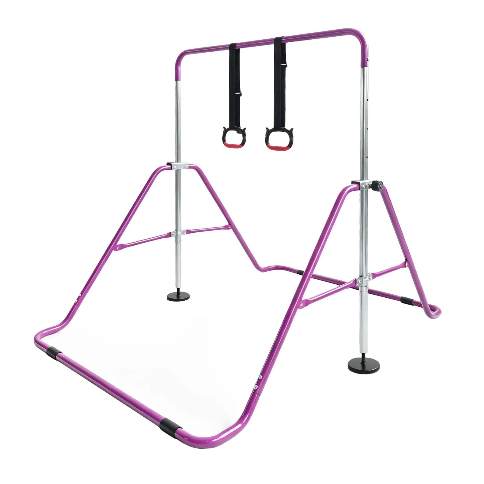 3 Ausway Folding Kids Gymnastics Monkey Kip Bar Height Adjustable Training Rings, Home Gym Exercise Equipment, 3 of 6