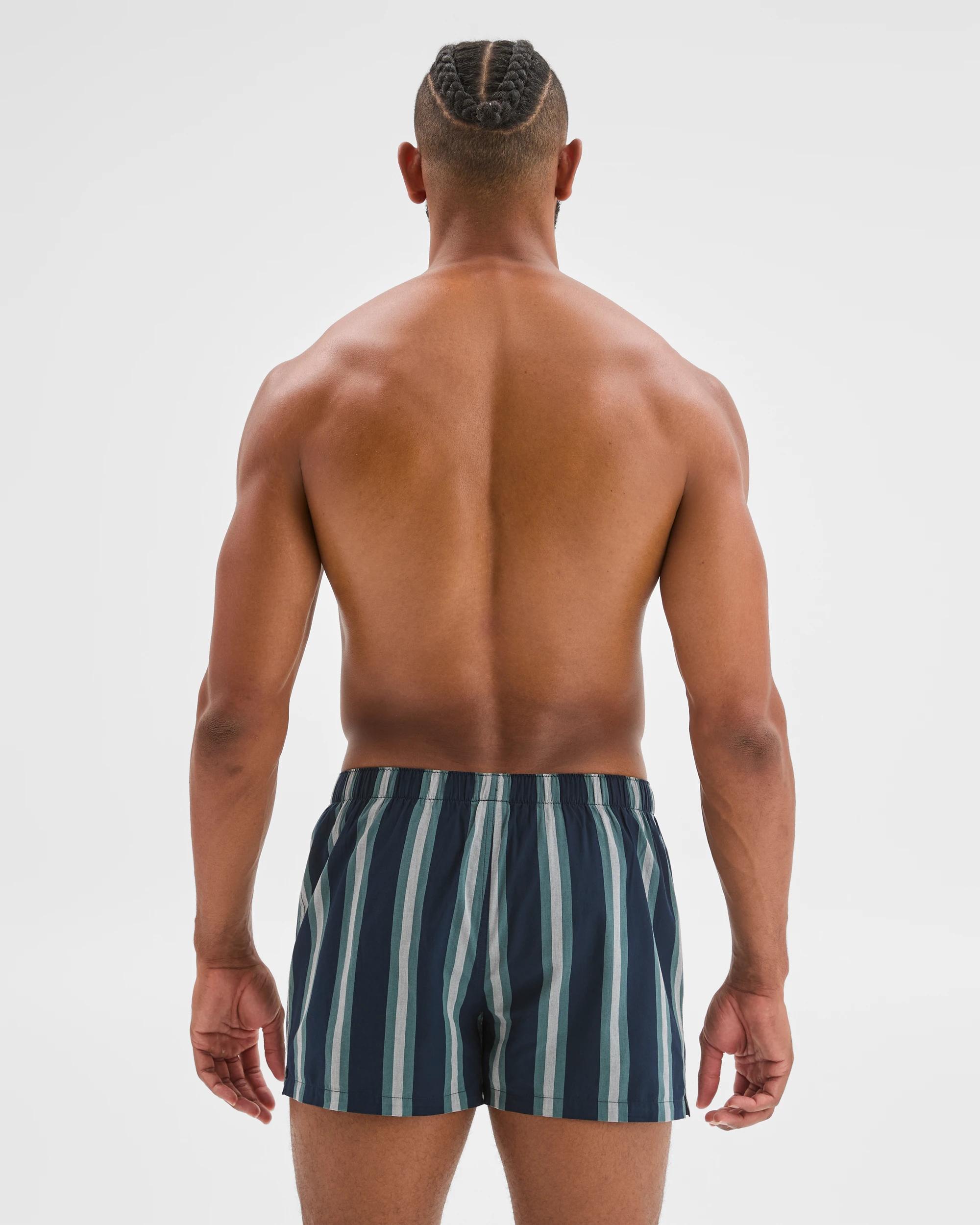 3 Maxx 3 Pack Woven Boxer Shorts NAVY STRIPE, 3 of 4