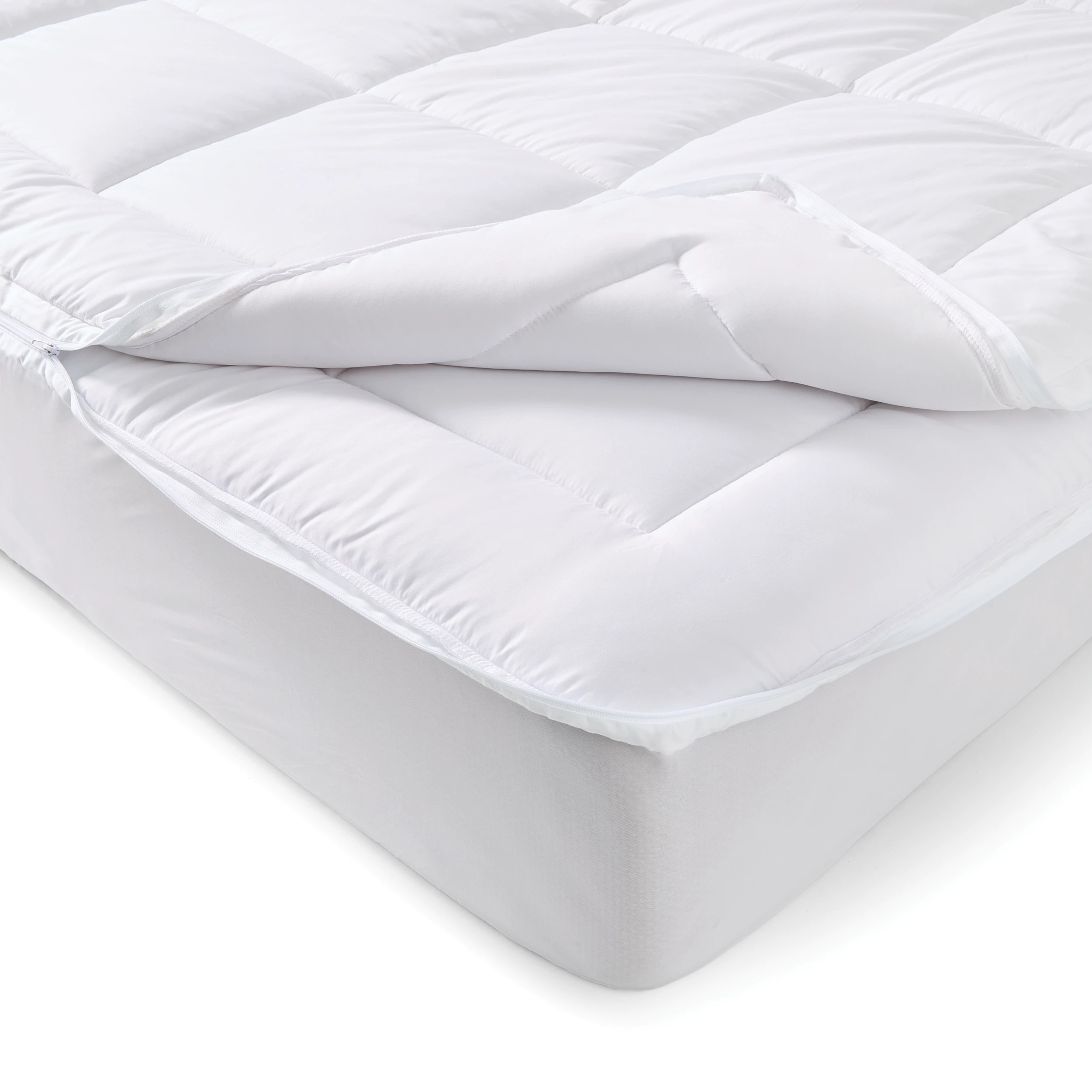 3 Washable Dual Layer Mattress Topper - Double Bed, White, 3 of 6
