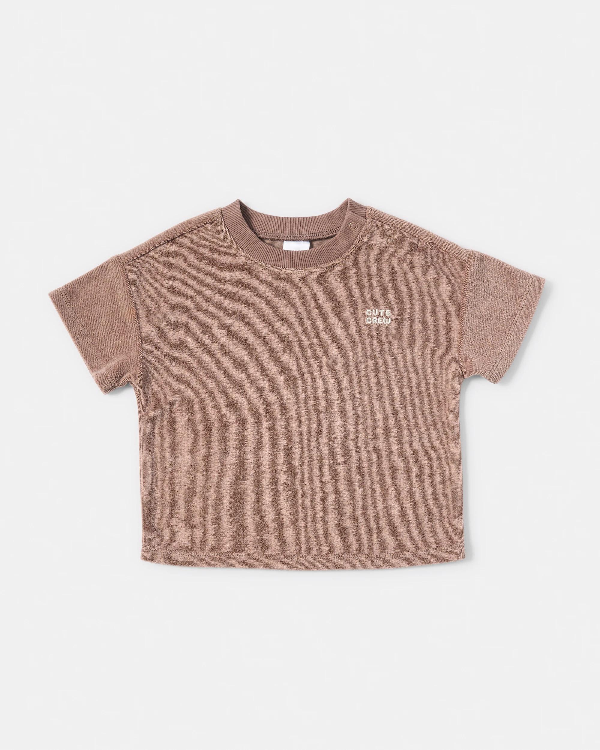 3 2 Piece Short Sleeve Terry Towel Set Brwn Slgn, 3 of 6