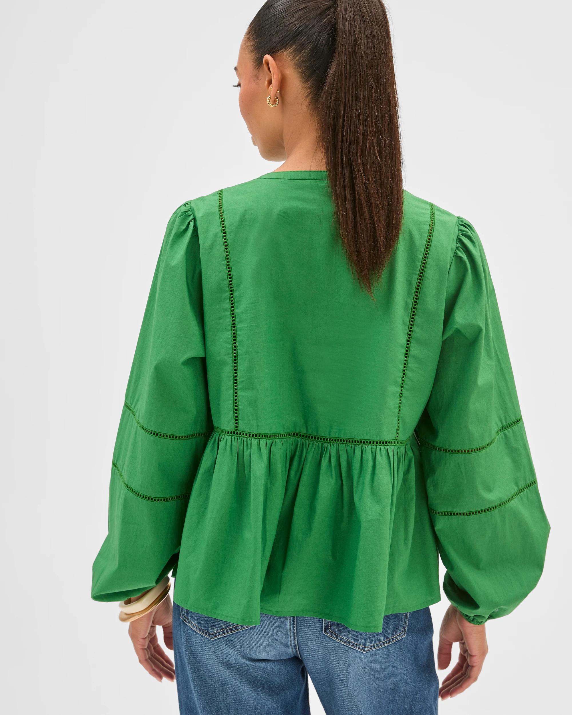 8 Target Woman Long Sleeve Femme Detail Blouse VERDANT GREEN, 8 of 8