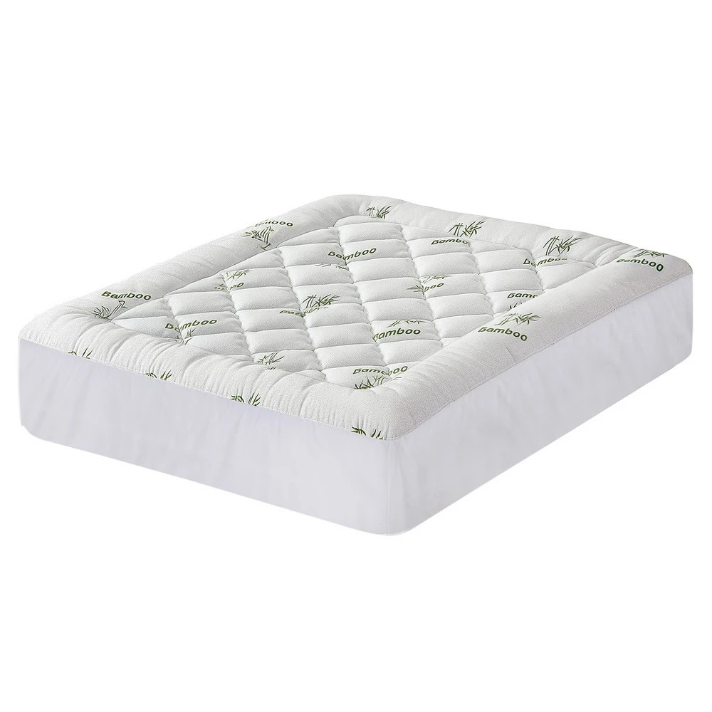1 Giselle Mattress Topper 5cm Pillowtop toppers Bamboo Queen - White, 1 of 9