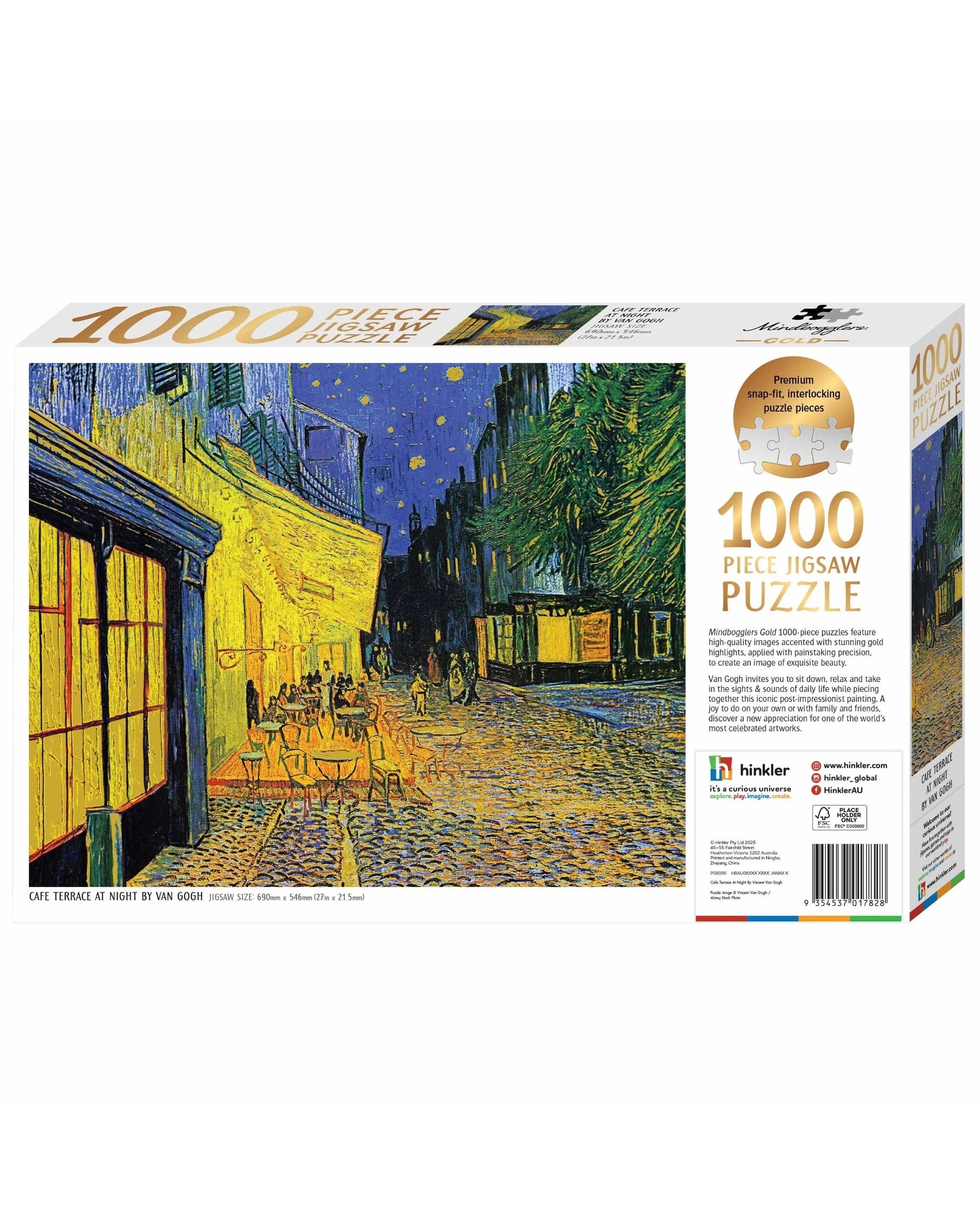 3 Hinkler Mindbogglers Gold 1000 Cafe Terrace Van Gogh Piece Puzzle, 3 of 3