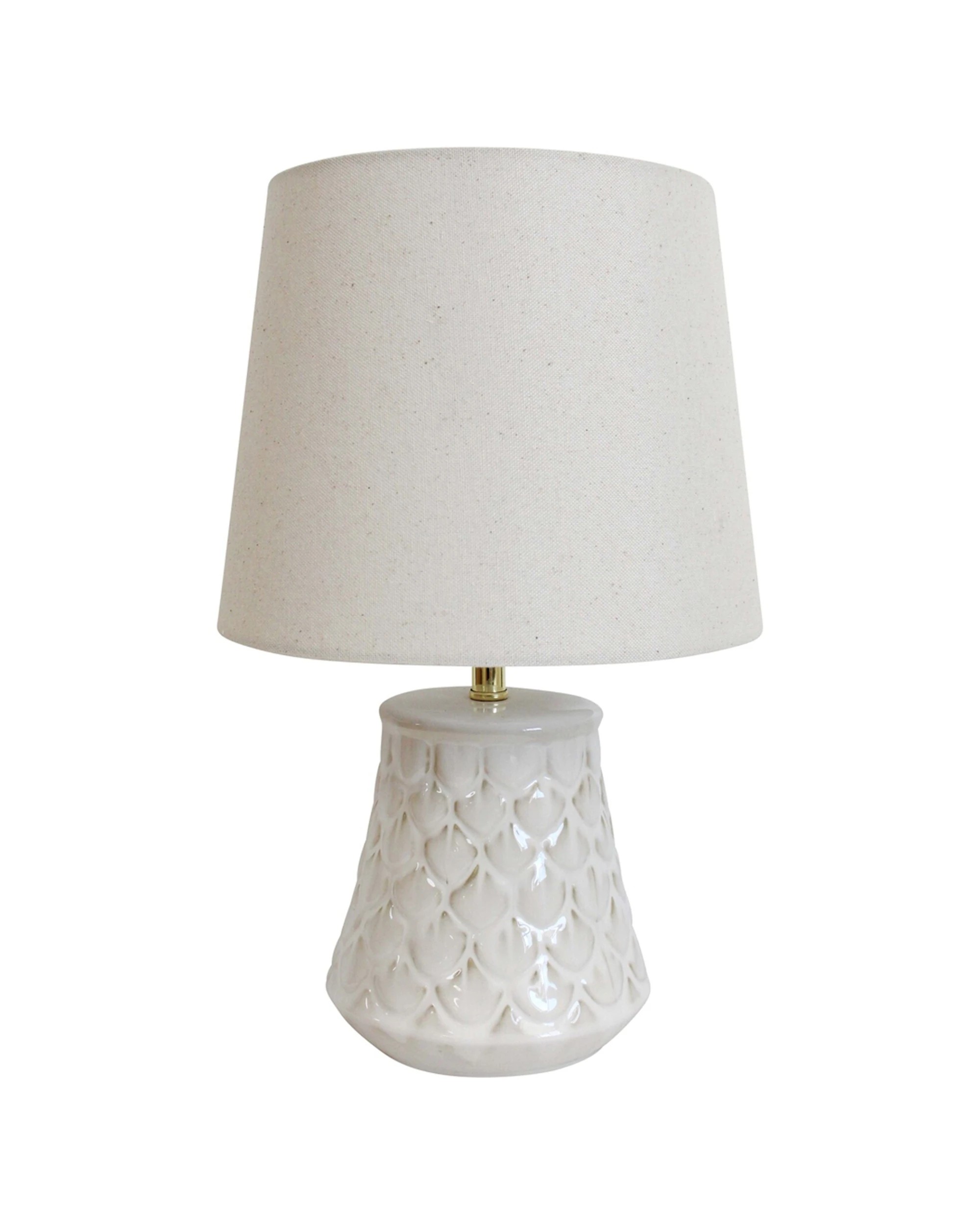 2 LVD Linen Ceramic Lamp Shell Room Decor Tabletop Desk Light 25x40.5cm - White, 2 of 2