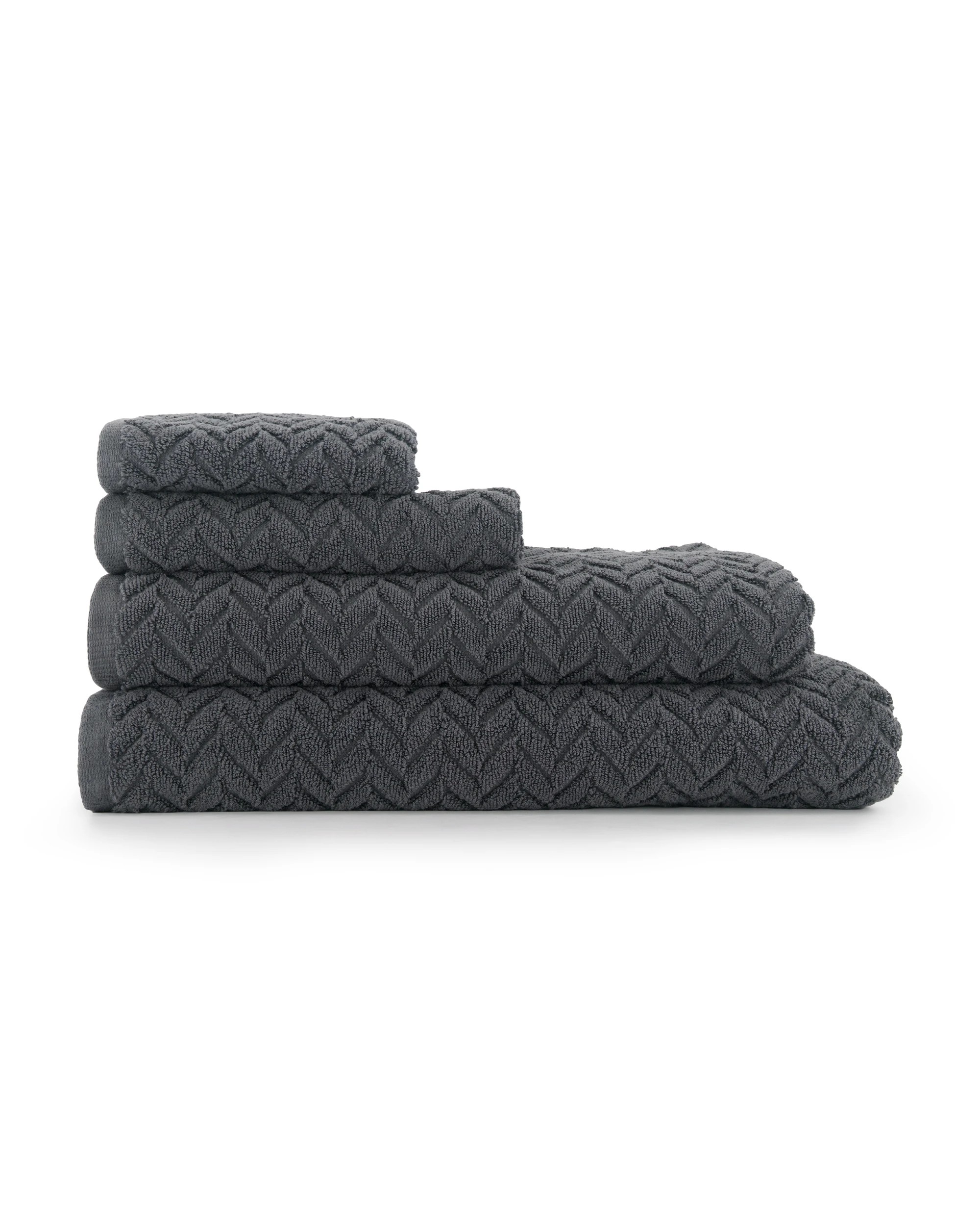 6 Chevron Cotton Hand Towel - Grey, 6 of 6